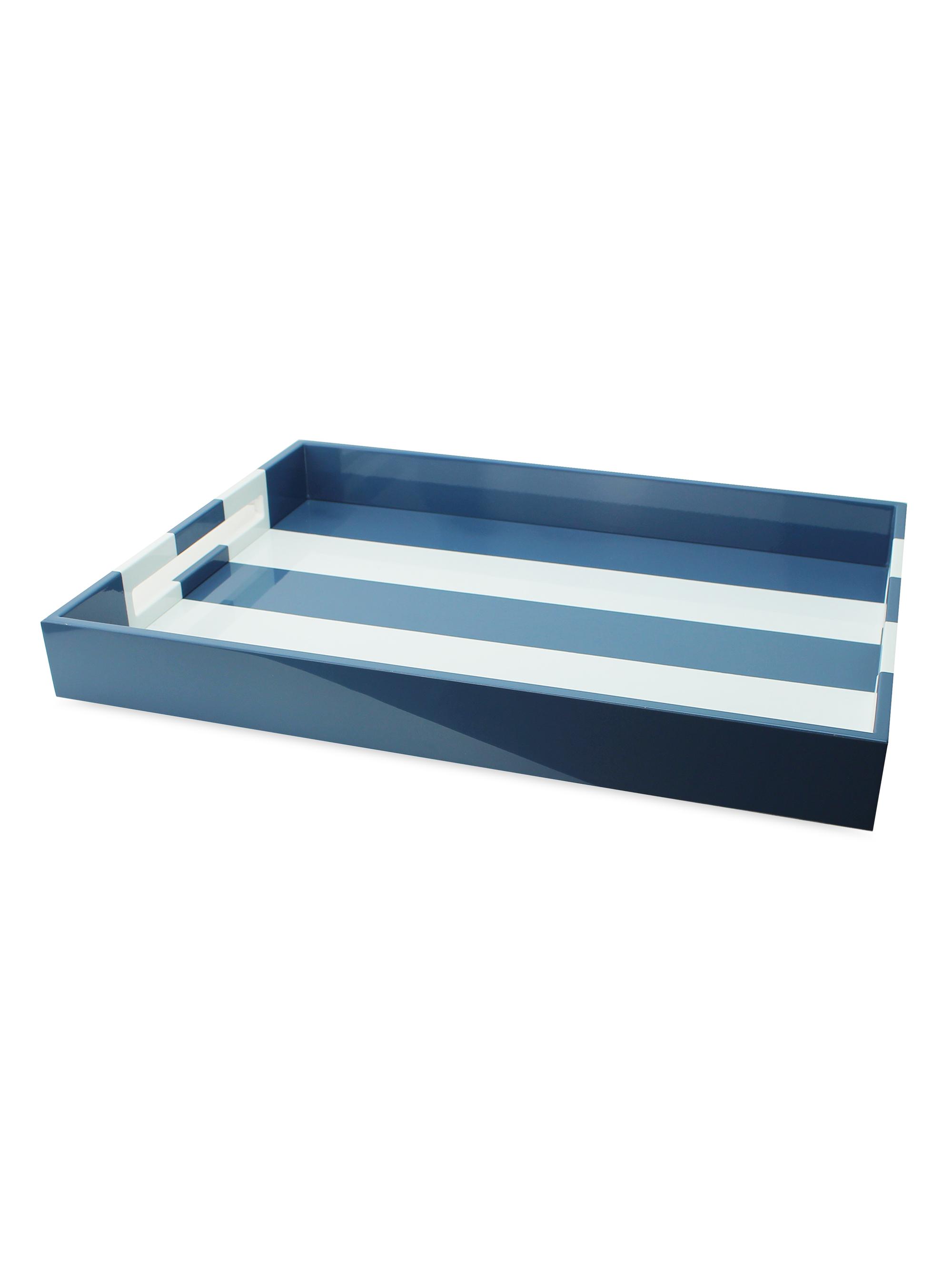 Addison Ross Stripe Lacquer Tray - Denim