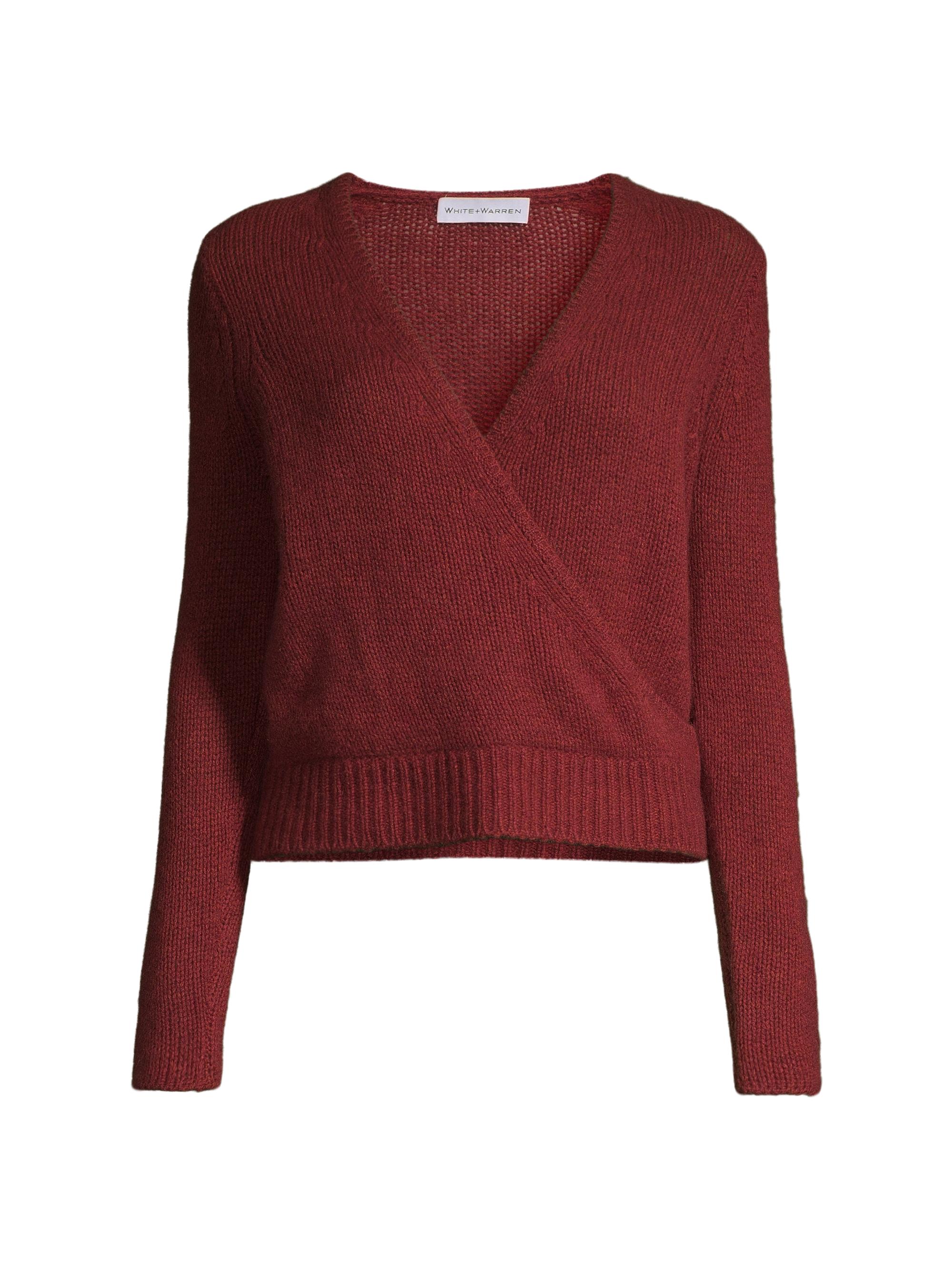 White + Warren Women's Cashmere Featherweight Wrap Top - Russet Heather