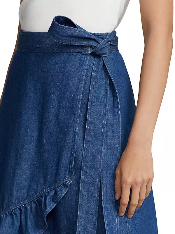 Shop Polo Ralph Lauren Ruffled Chambray Wrap Skirt