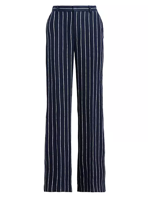 Shop Polo Ralph Lauren Striped Jacquard Linen Wide-Leg Pants