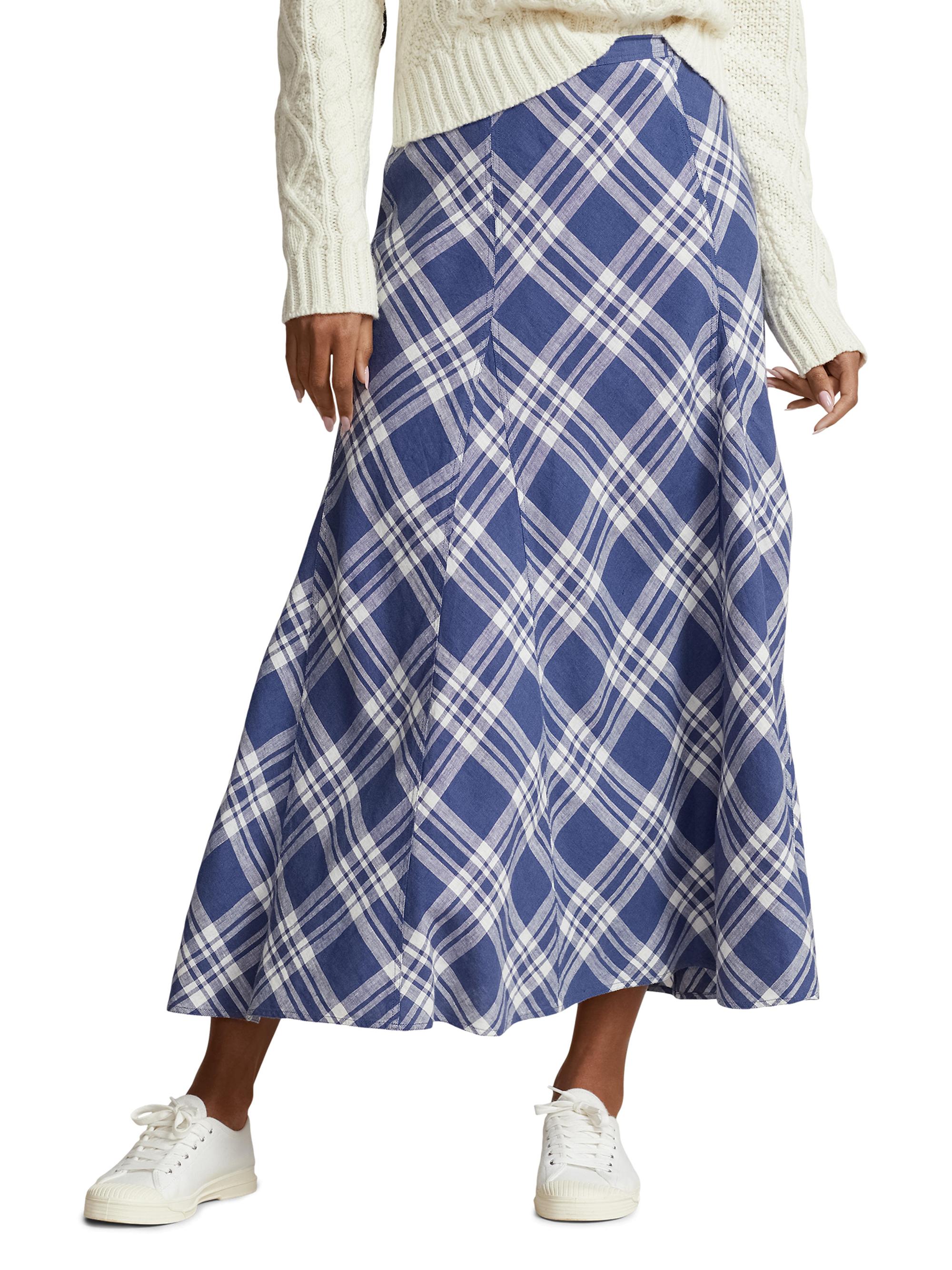 Polo Ralph Lauren Plaid Linen Godet Maxi Skirt | Saks Fifth Avenue