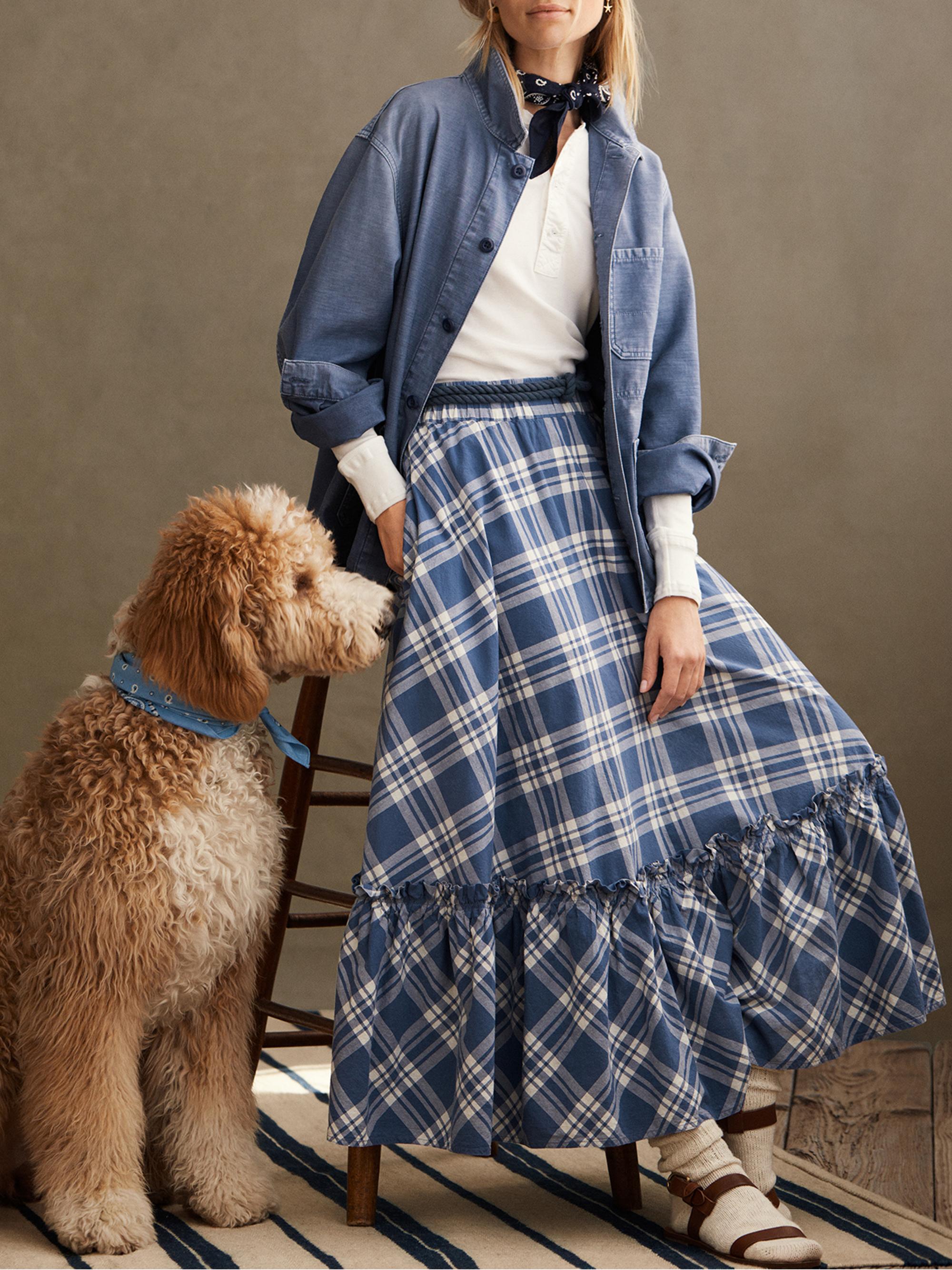 Polo Ralph Lauren Plaid Linen Godet Maxi Skirt | Saks Fifth Avenue