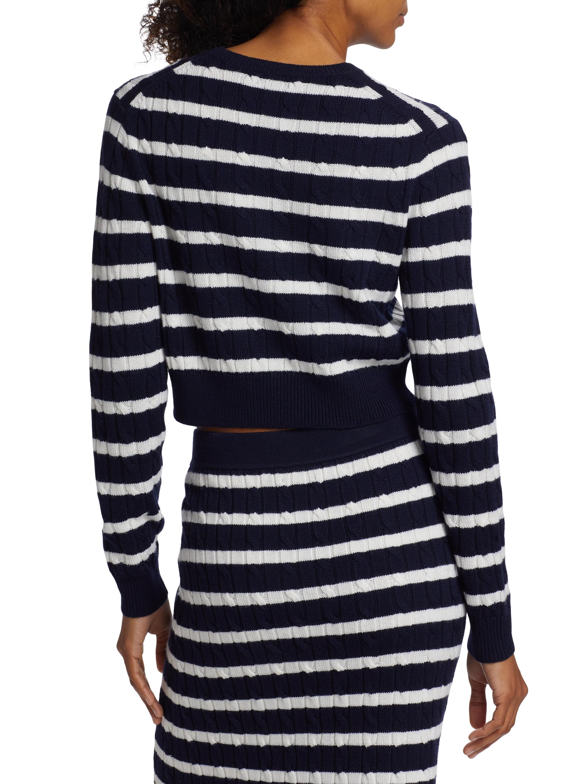 Polo Ralph Lauren Striped Cropped Cable-Knit Cardigan | Saks Fifth