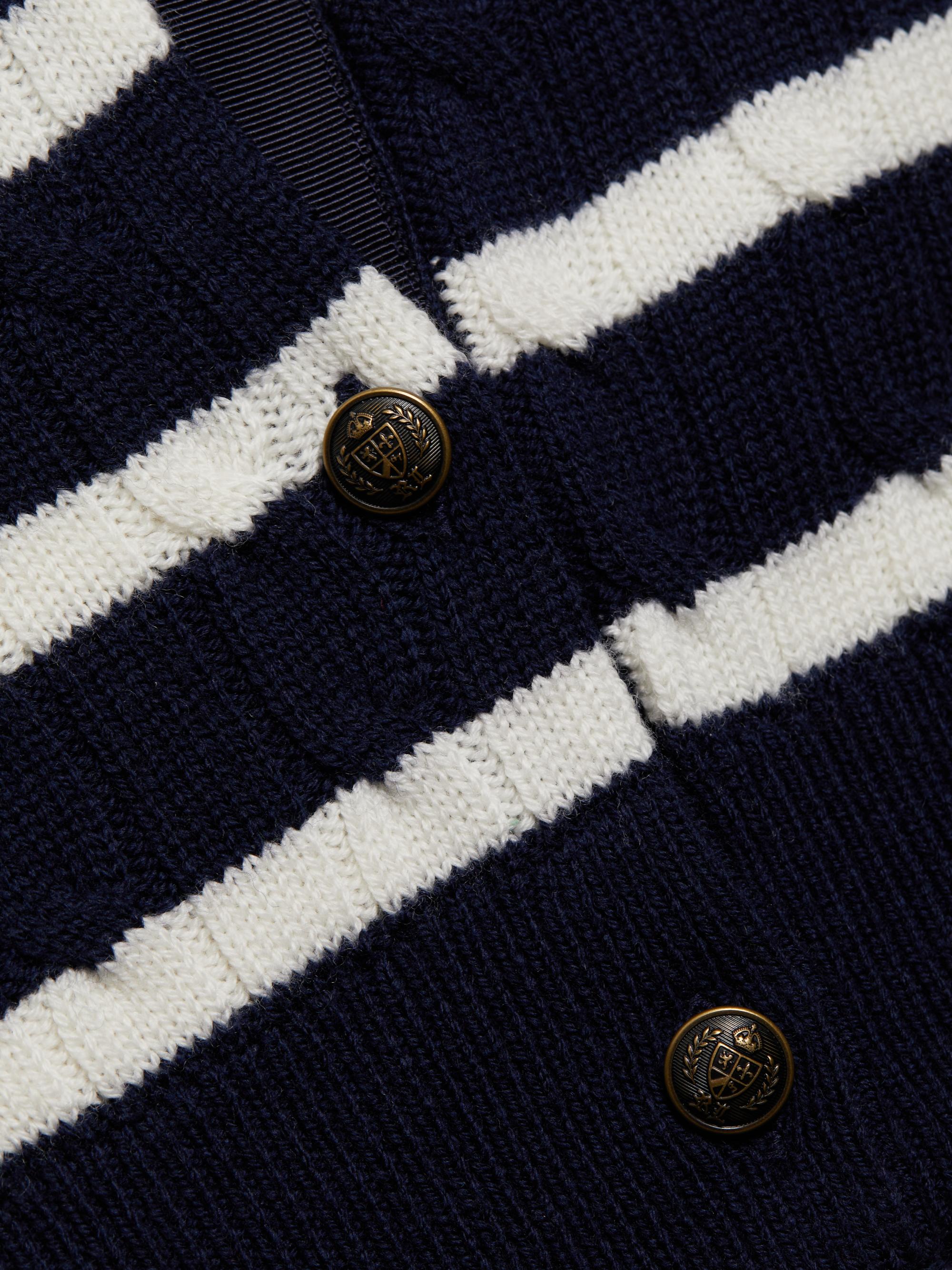 Polo Ralph Lauren Striped Cropped Cable-Knit Cardigan | Saks Fifth