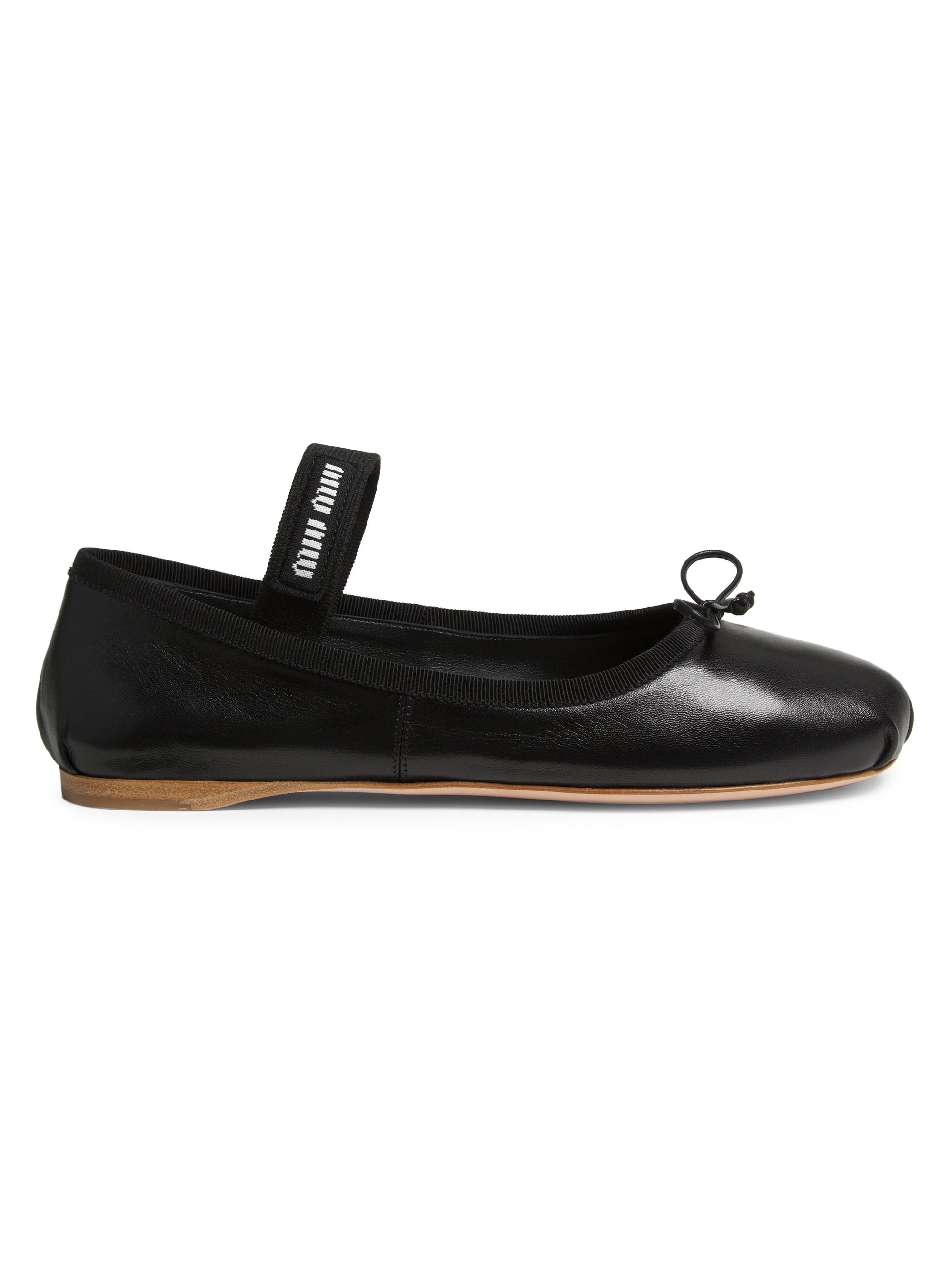 Logo leather ballet flats