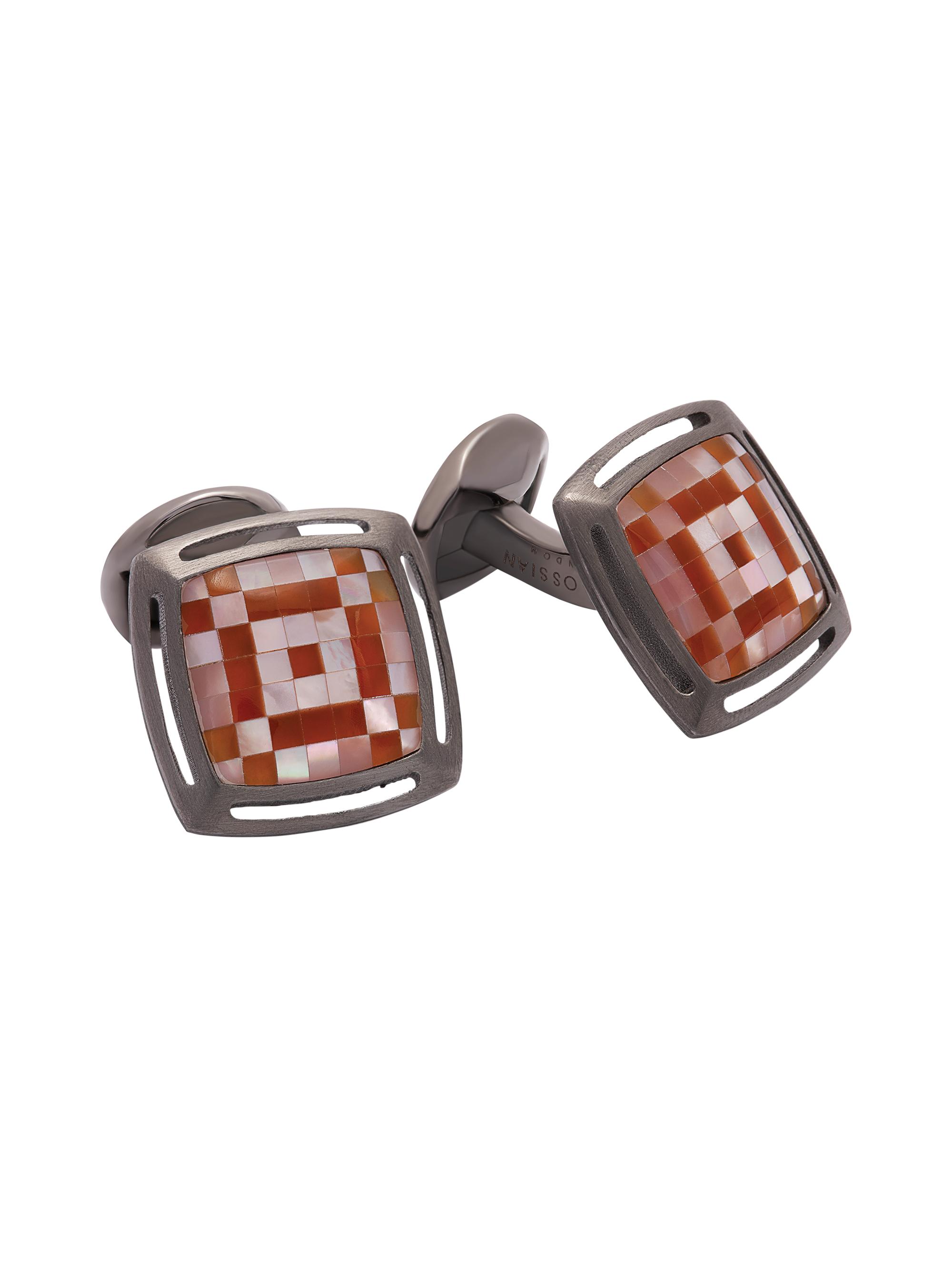 Tateossian Men's Mother-of-Pearl, Agate & Sterling Silver Art Deco Mosaic Cufflinks - Red