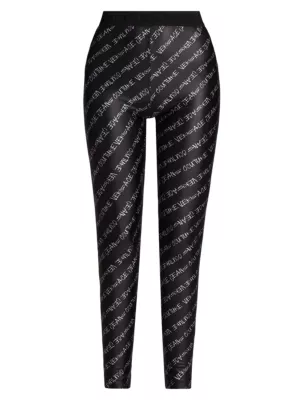 Versace logo-waistband leggings - Black
