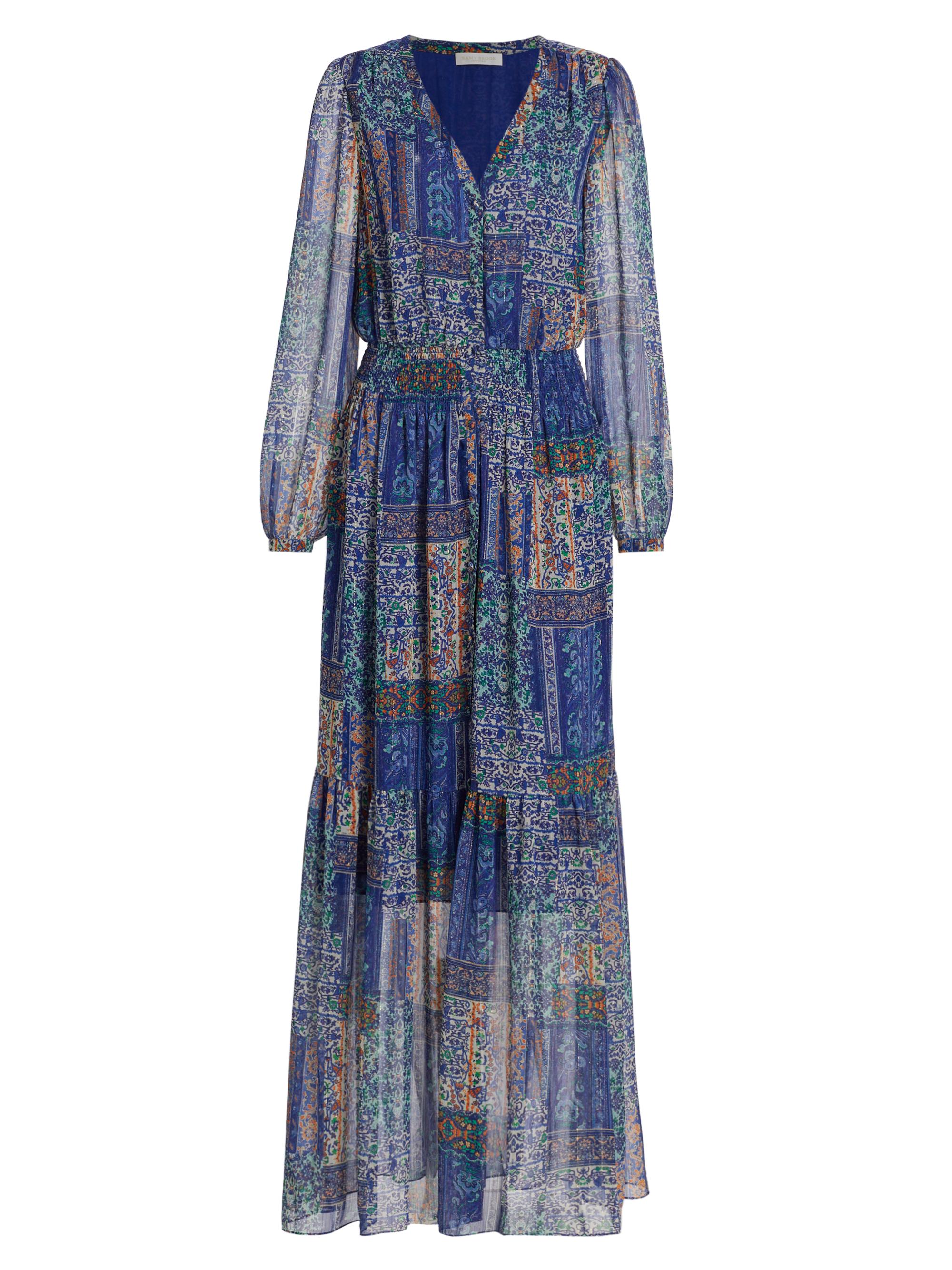Ramy Brook Women's Bobbi Printed Button-Front Maxi Dress - Cabana Blue Multi Patchwork