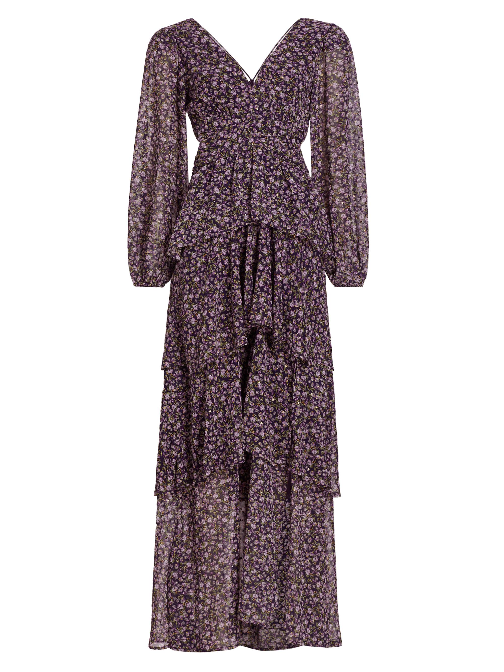 ASTR The Label Women's Anora Floral Ruffled Maxi Dress - Purple Ditsy