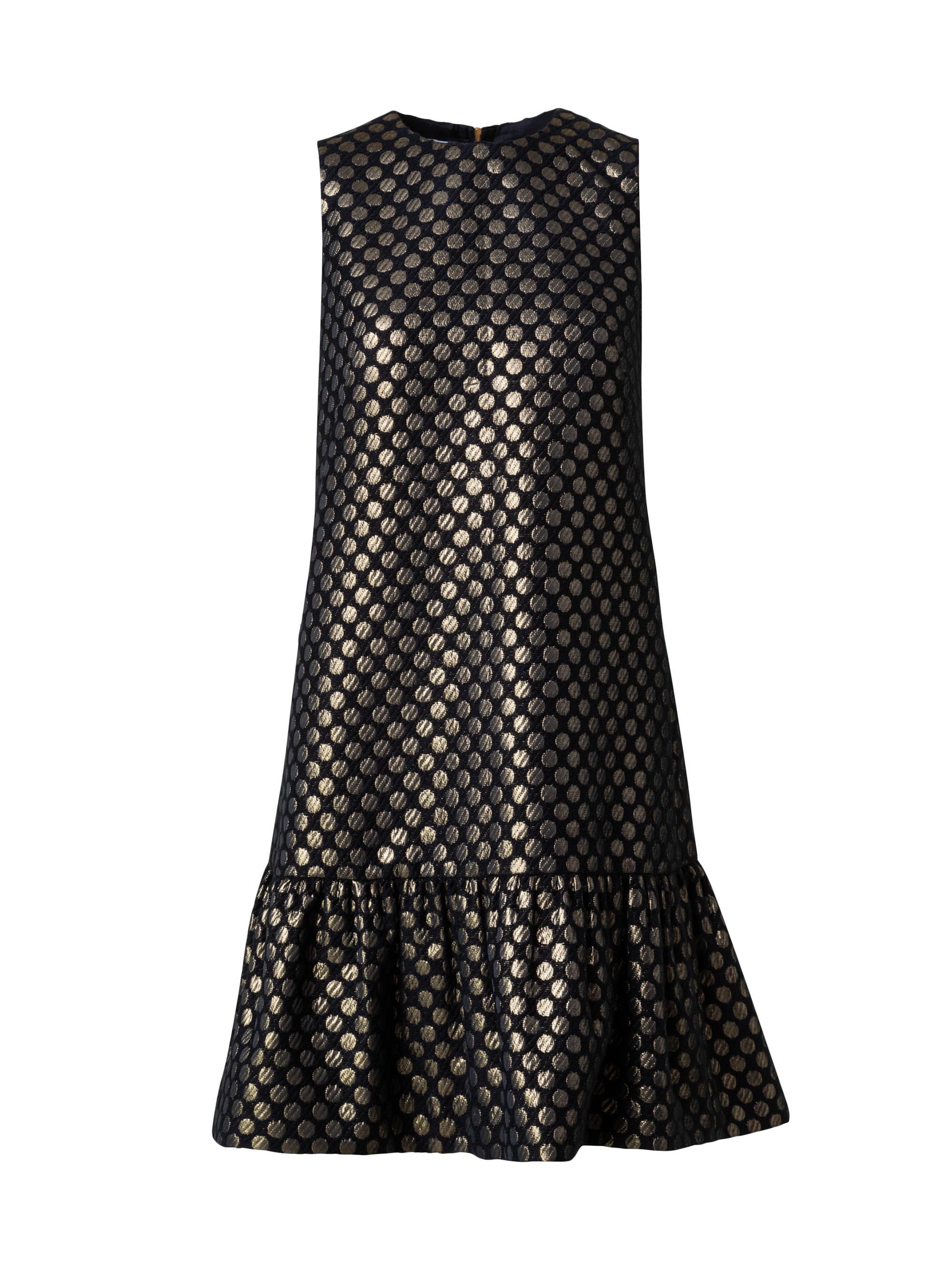 Akris punto Women's Metallic Polka Dot Jacquard Shift Dress - Gold Black
