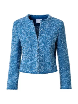 Shop Akris punto Denim Tweed Cropped Jacket | Saks Fifth Avenue