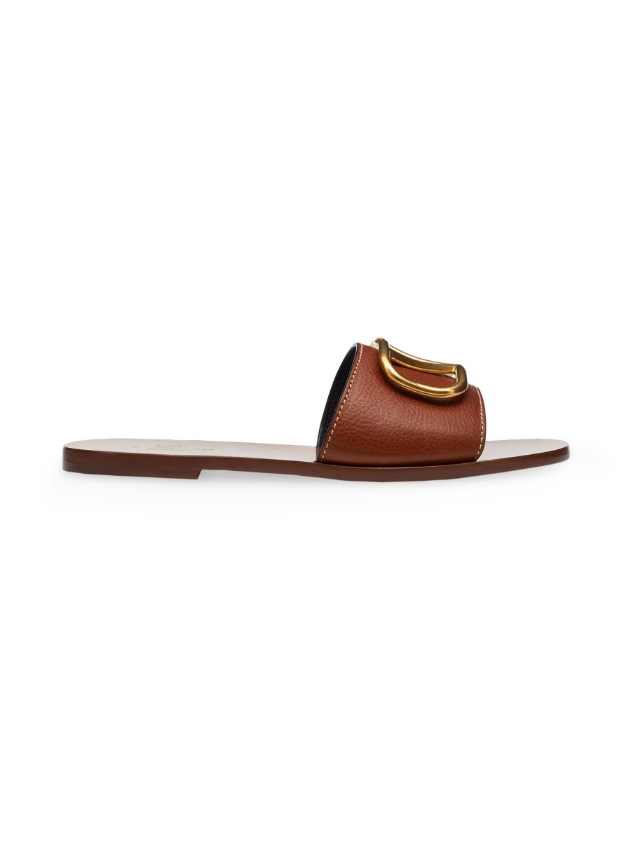 Valentino Garavani Vlogo Signature Slide Sandal In Grainy