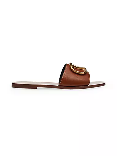 Vlogo Signature Flat Thong Sandal In Grainy Calfskin for Woman in