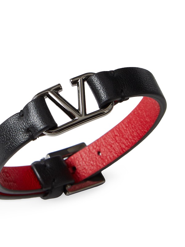 Shop Valentino Garavani V-Logo Signature Leather Bracelet Shop Valentino Garavani V-Logo Signature Leather Bracelet