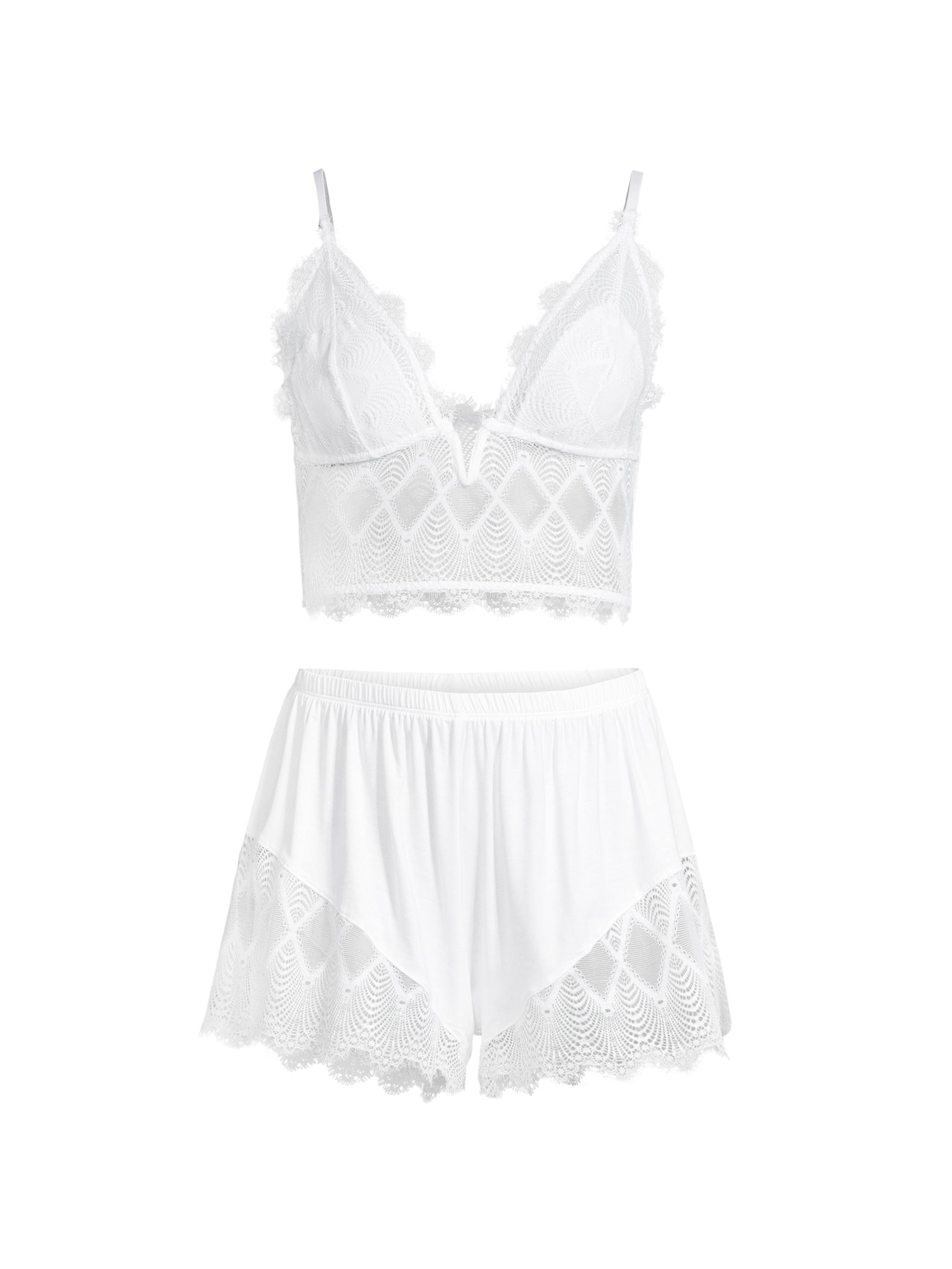 Cosabella Women's Allure Camisole & Boxer Pajama Set - White