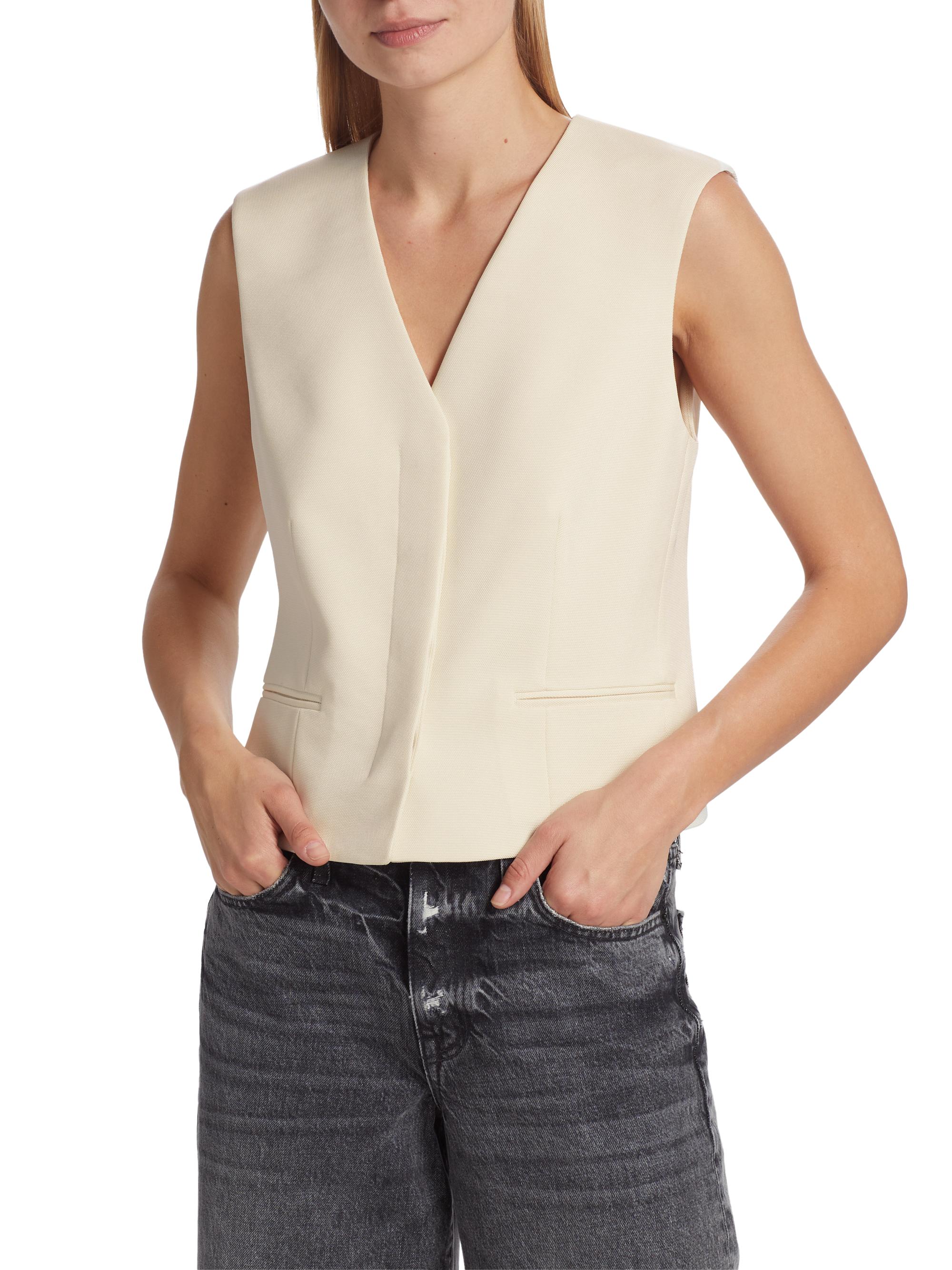 Shop Theory Colarless Crepe Vest | Saks Fifth Avenue