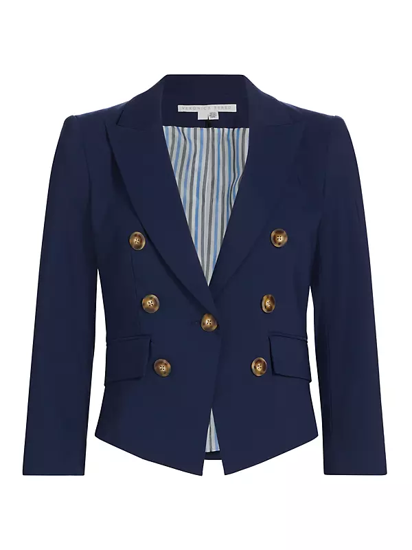 Navy Double Breasted Blazer With Gold Buttons – Just Style LA