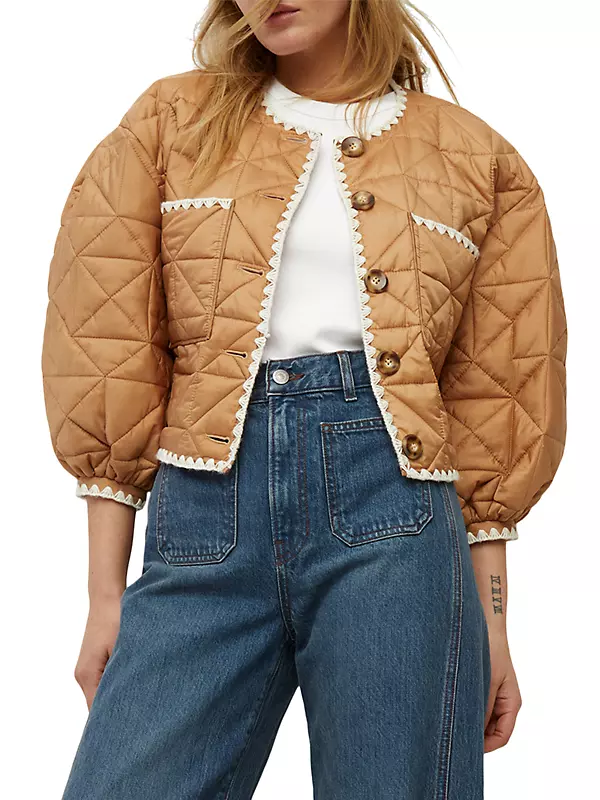 GIVENCHY Cropped wool-blend trimmed quilted down leather jacket