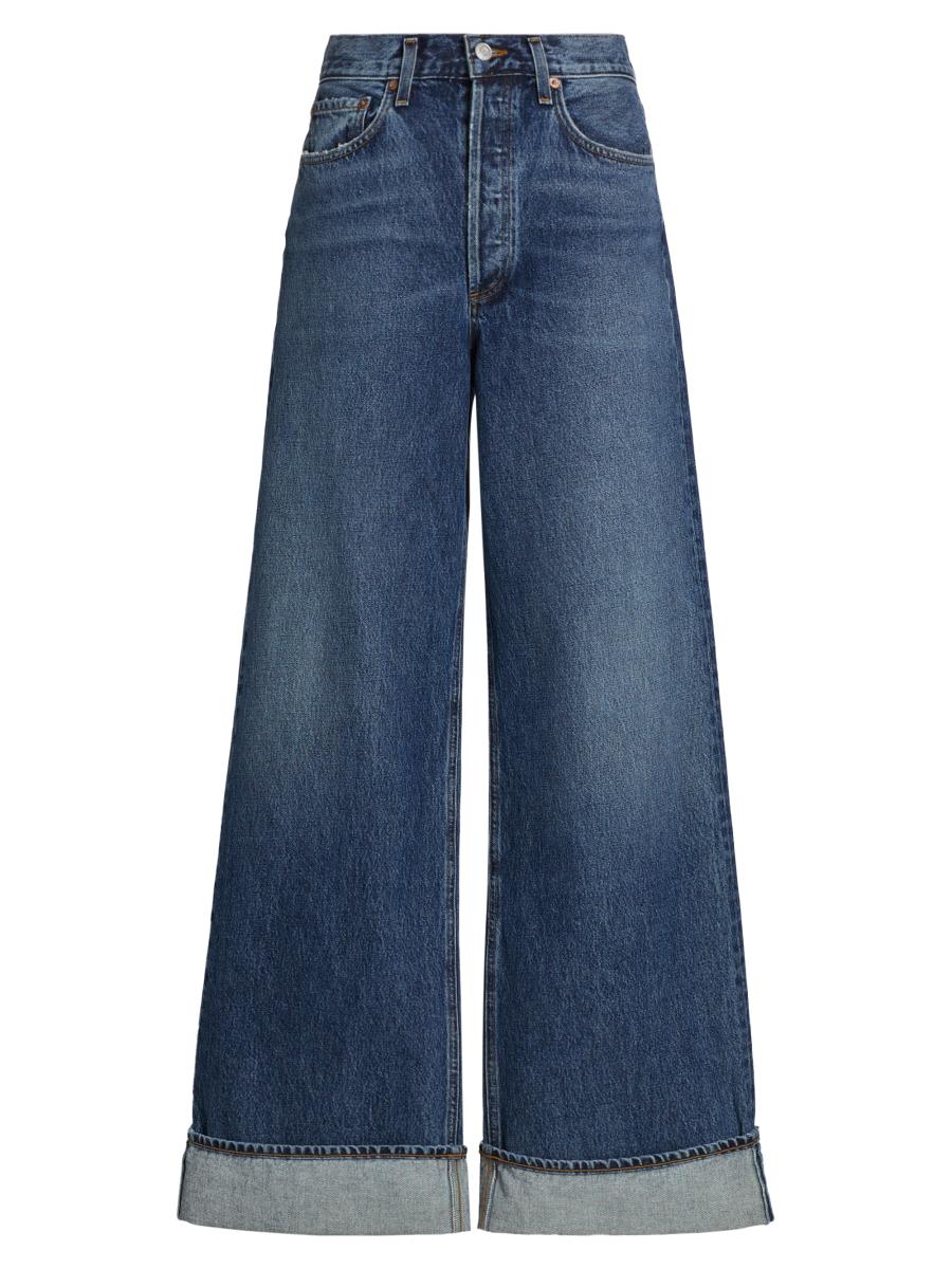 デニム・ジーパン AGOLDE Women Denims A91871206 Black AGOLDE Dame Cuffed Organic Cotton Wide Leg Jeans | Nordstrom