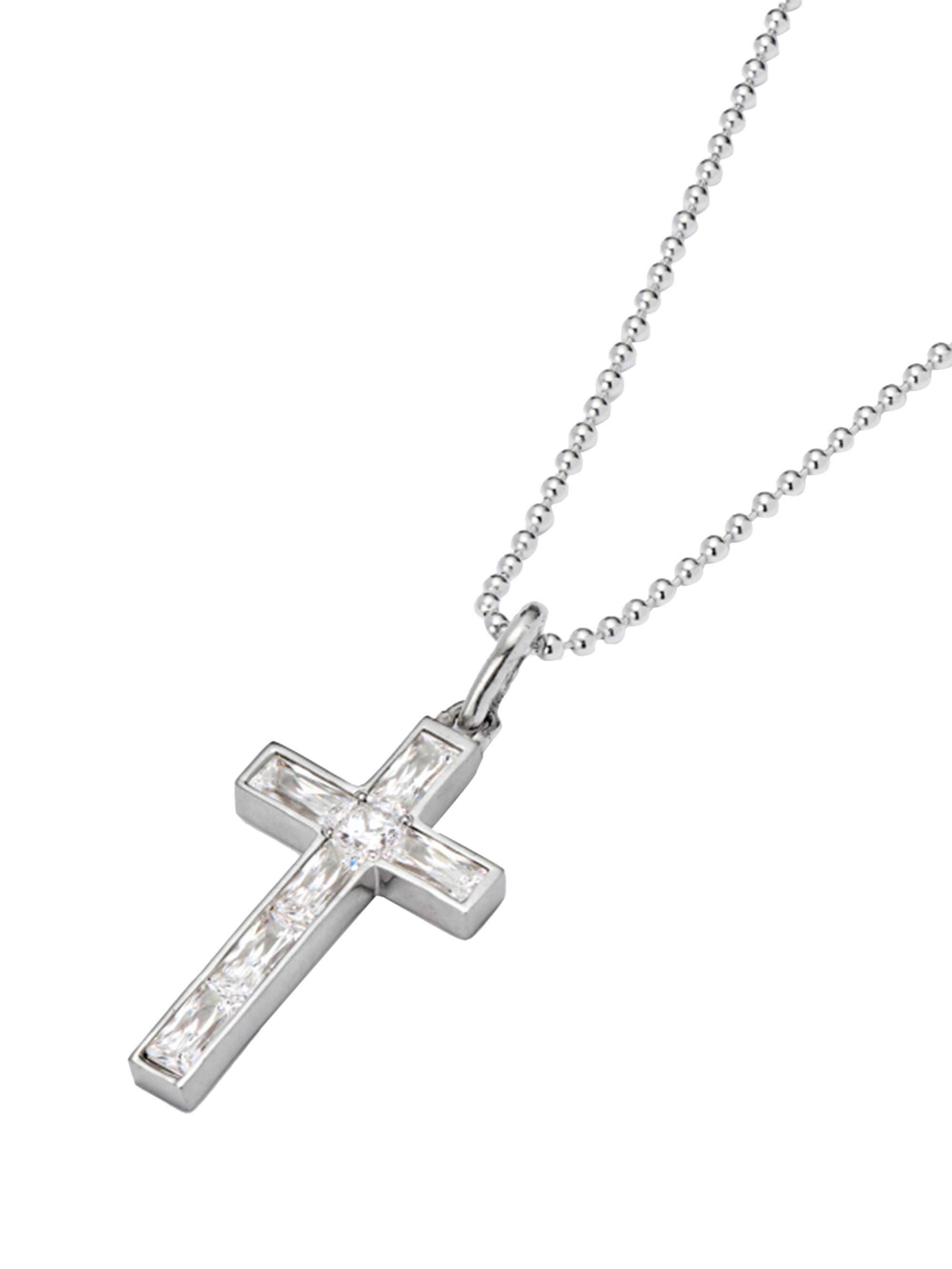 Hatton Labs Men's Sterling Silver & Cubic Zirconia Cross Pendant Necklace - Silver White