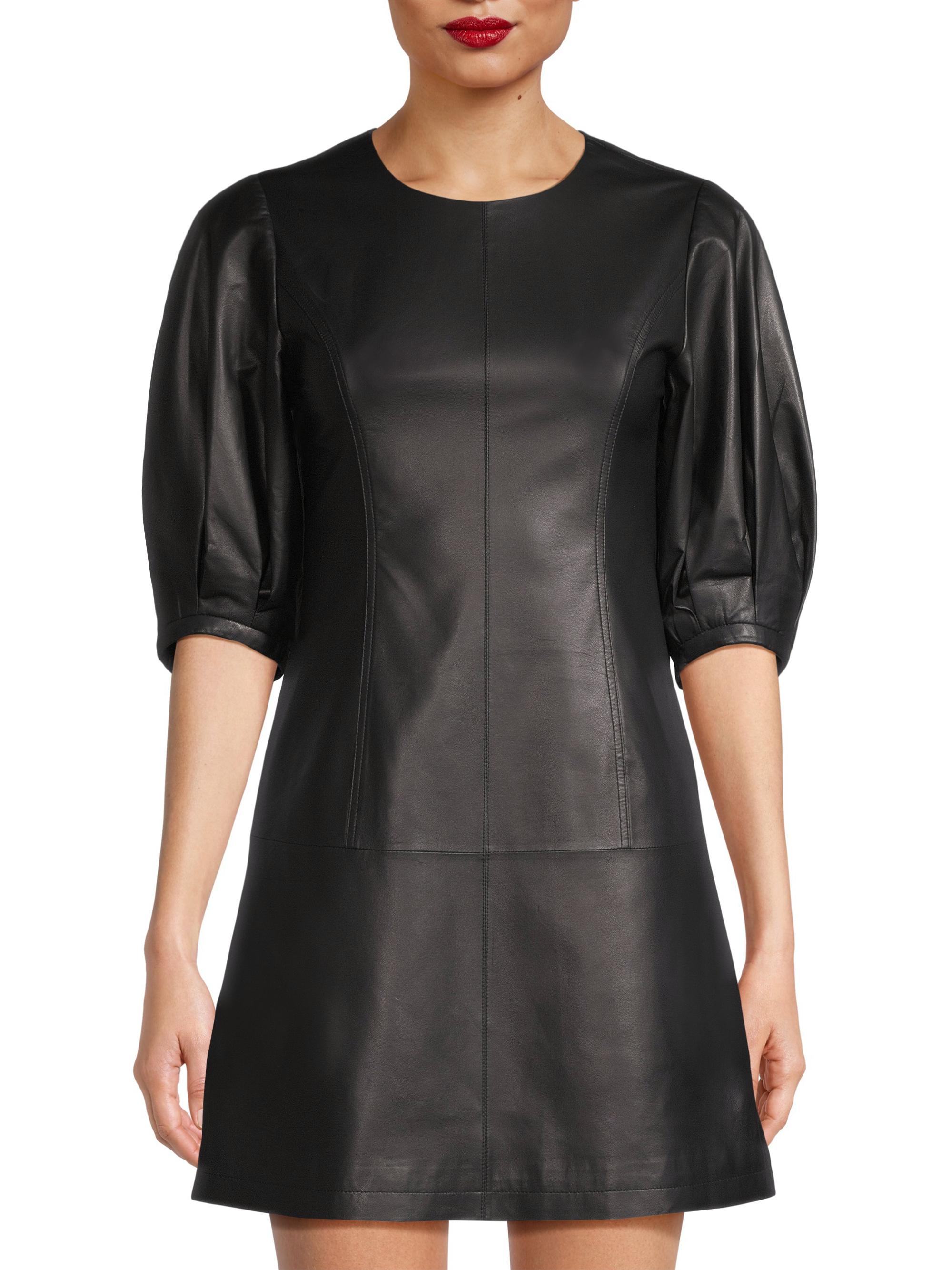 jason wu leather dress Jason Wu Collection Leather Short Sleeve Shift Dress