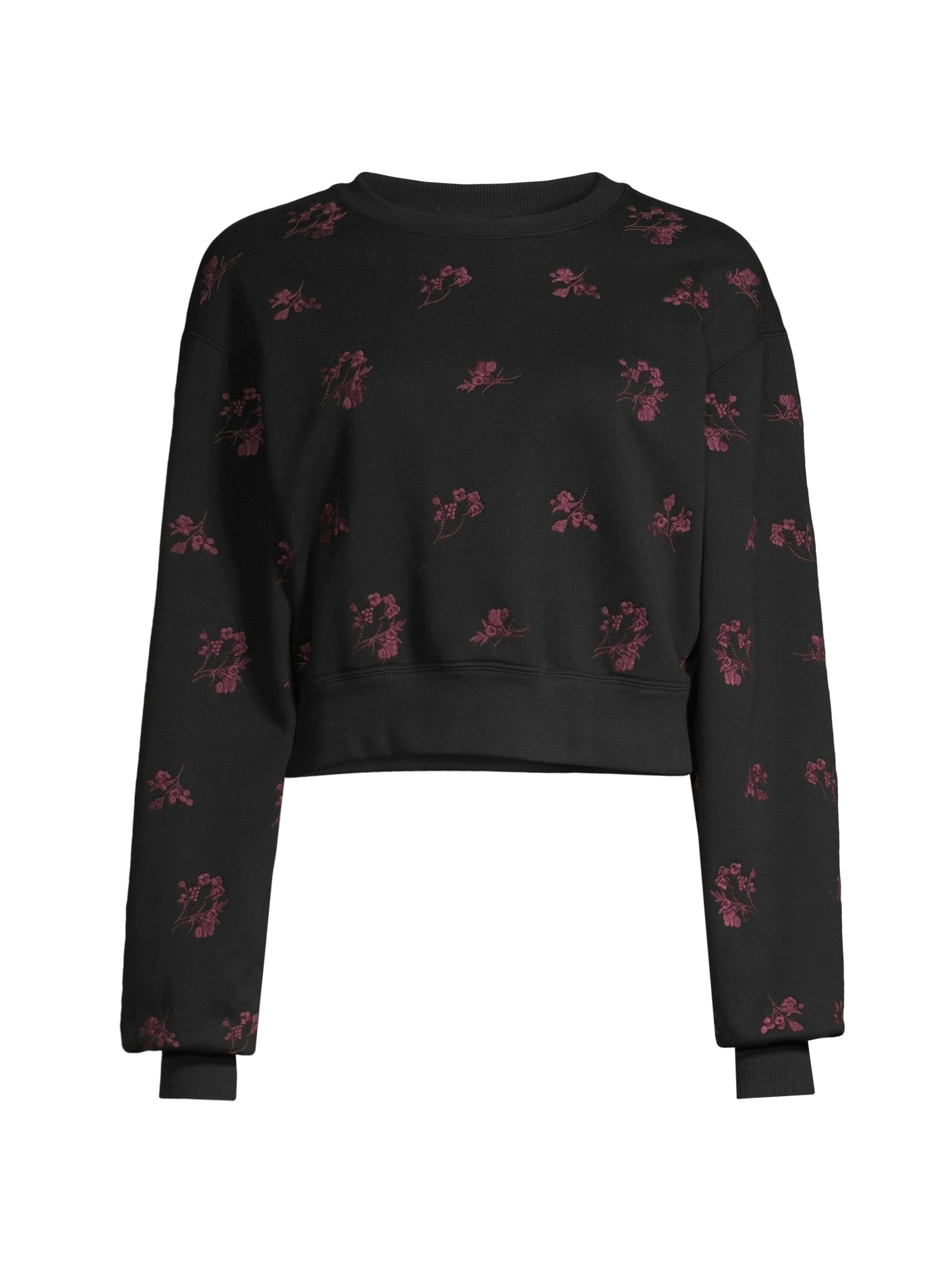 Jason Wu Women's Floral-Embroidered Sweatshirt - Black