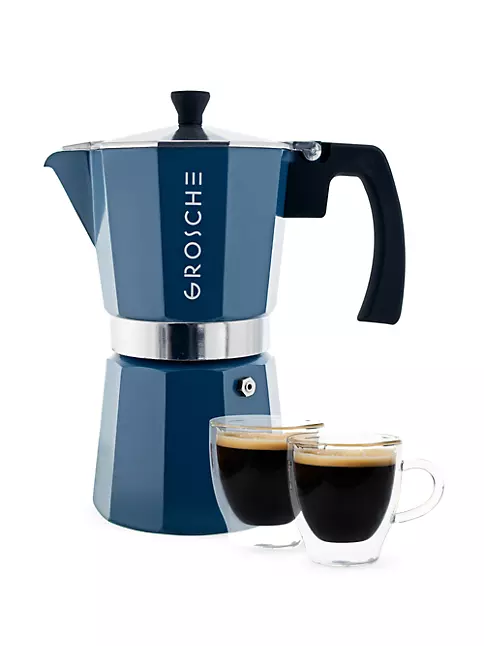Grosche Milano Stovetop Espresso 6-Cup Moka Pot Coffee Maker, Blue