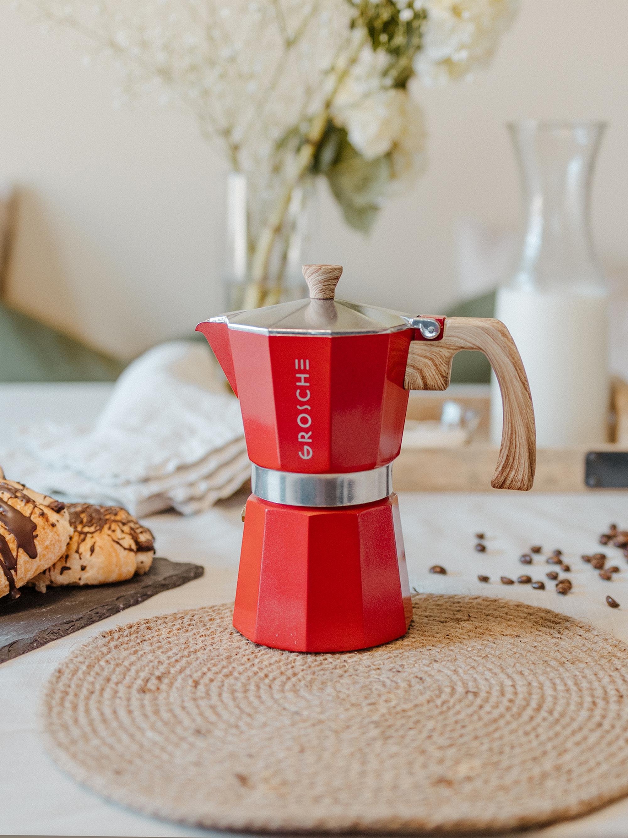 【良品】Perfetto ペルフェット ストレートチップ 6 1/2 DB Grosche Milano Stovetop Espresso Maker, 9 Cup Moka Pot Gift Set