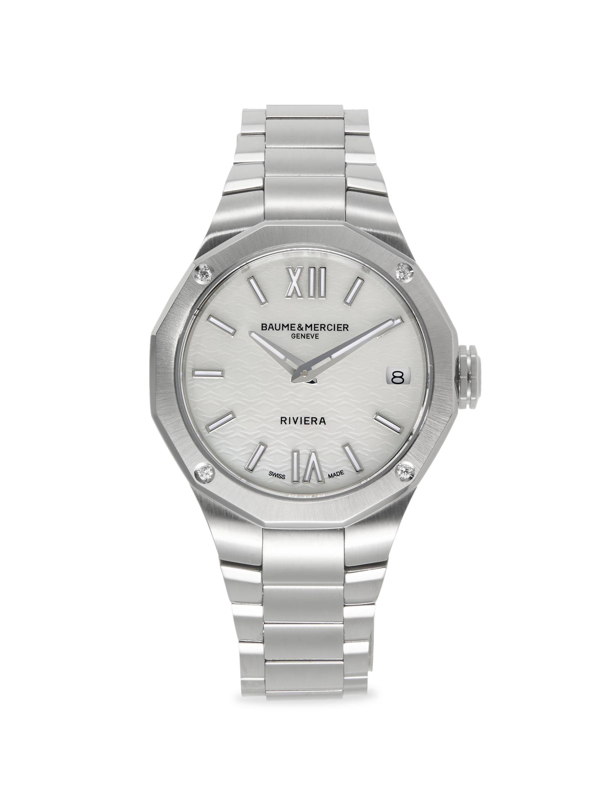 Baume & Mercier Women's Riviera 10729 Stainless Steel, Mother-Of-Pearl & 0.05 TCW Diamond Bracelet Watch/33MM - Steel