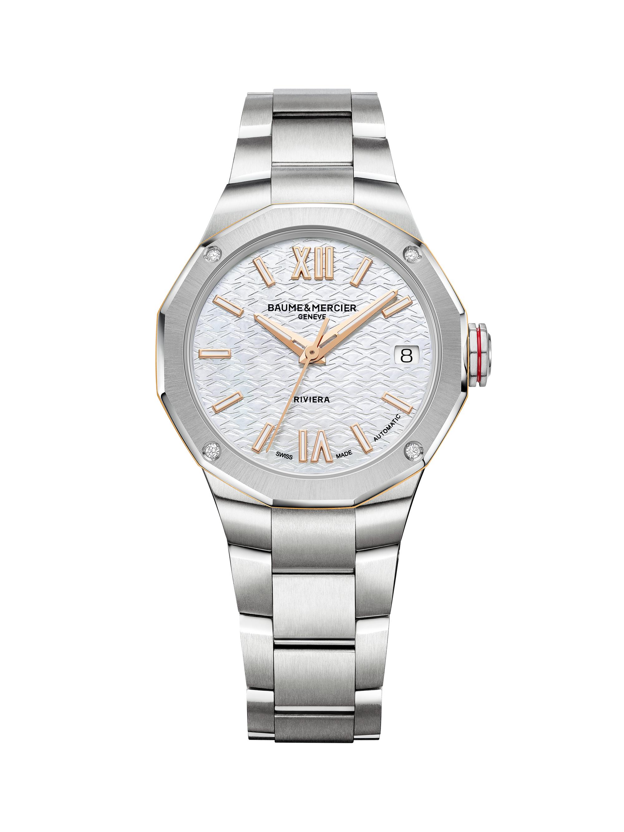 Baume & Mercier Women's Riviera Stainless Steel, Mother-Of-Pearl & 0.05 TCW Diamond Bracelet Watch - Steel