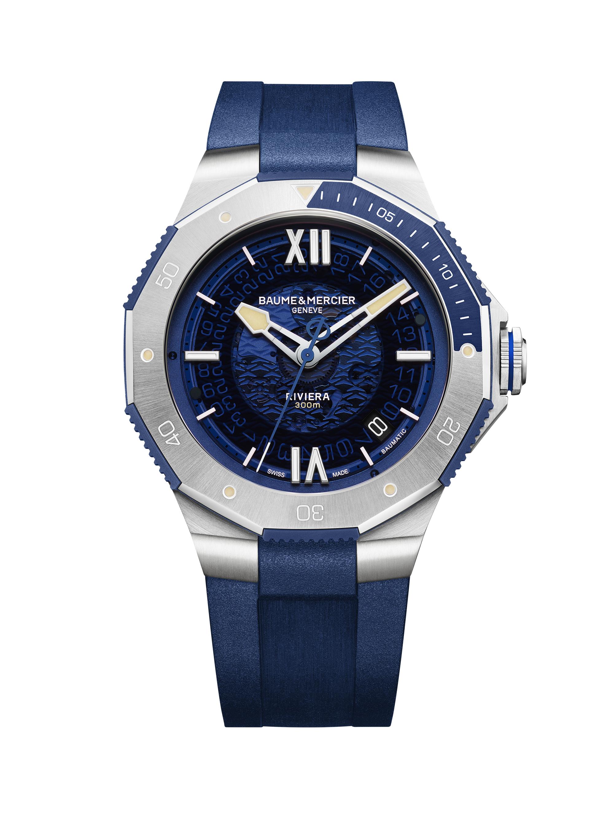 Baume & Mercier Men's Riviera 10716 Stainless Steel & Rubber Strap Watch/42MM - Blue