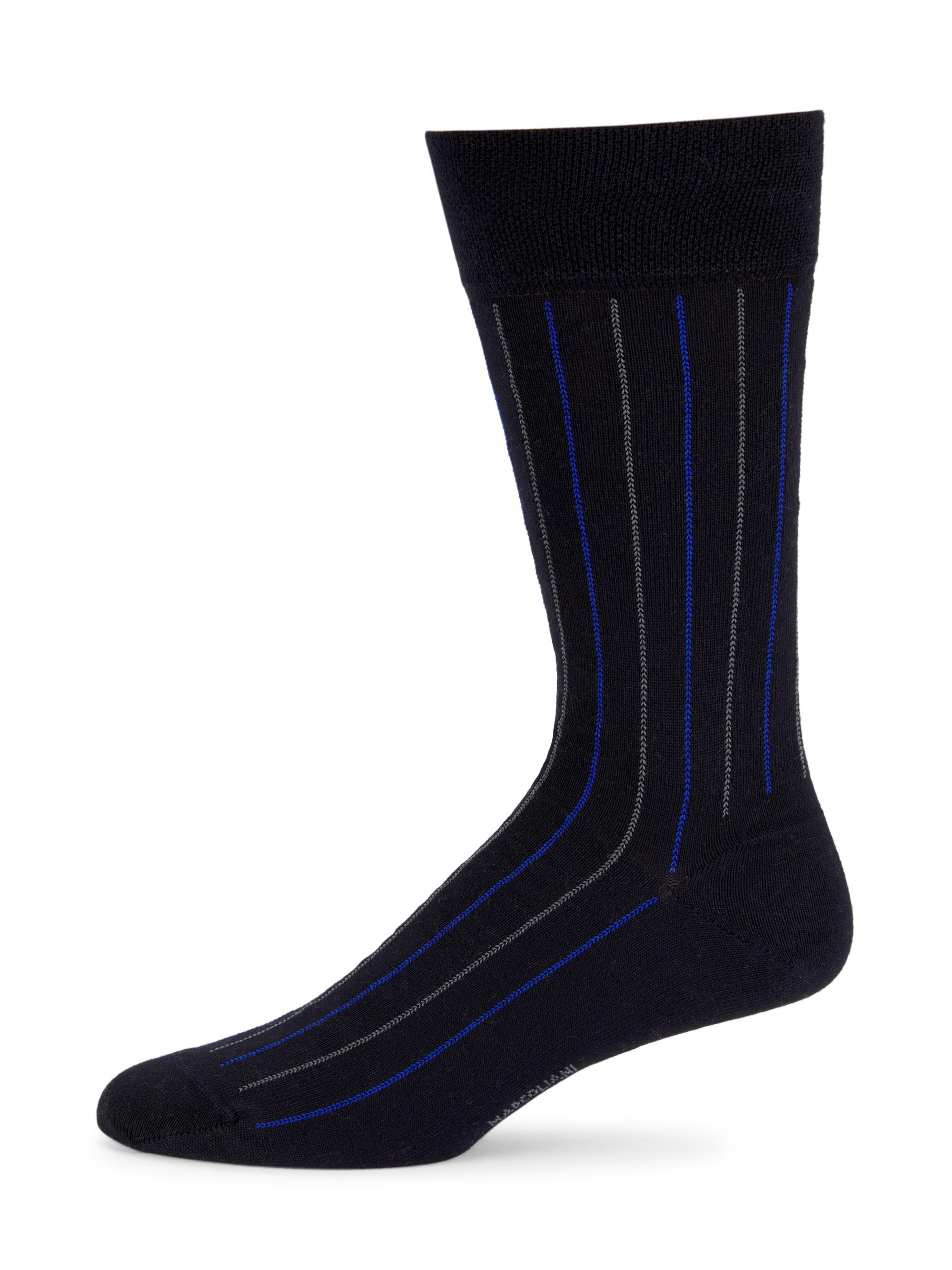 Marcoliani Men's Mousse Of Modal Pinstriped Socks - Navy