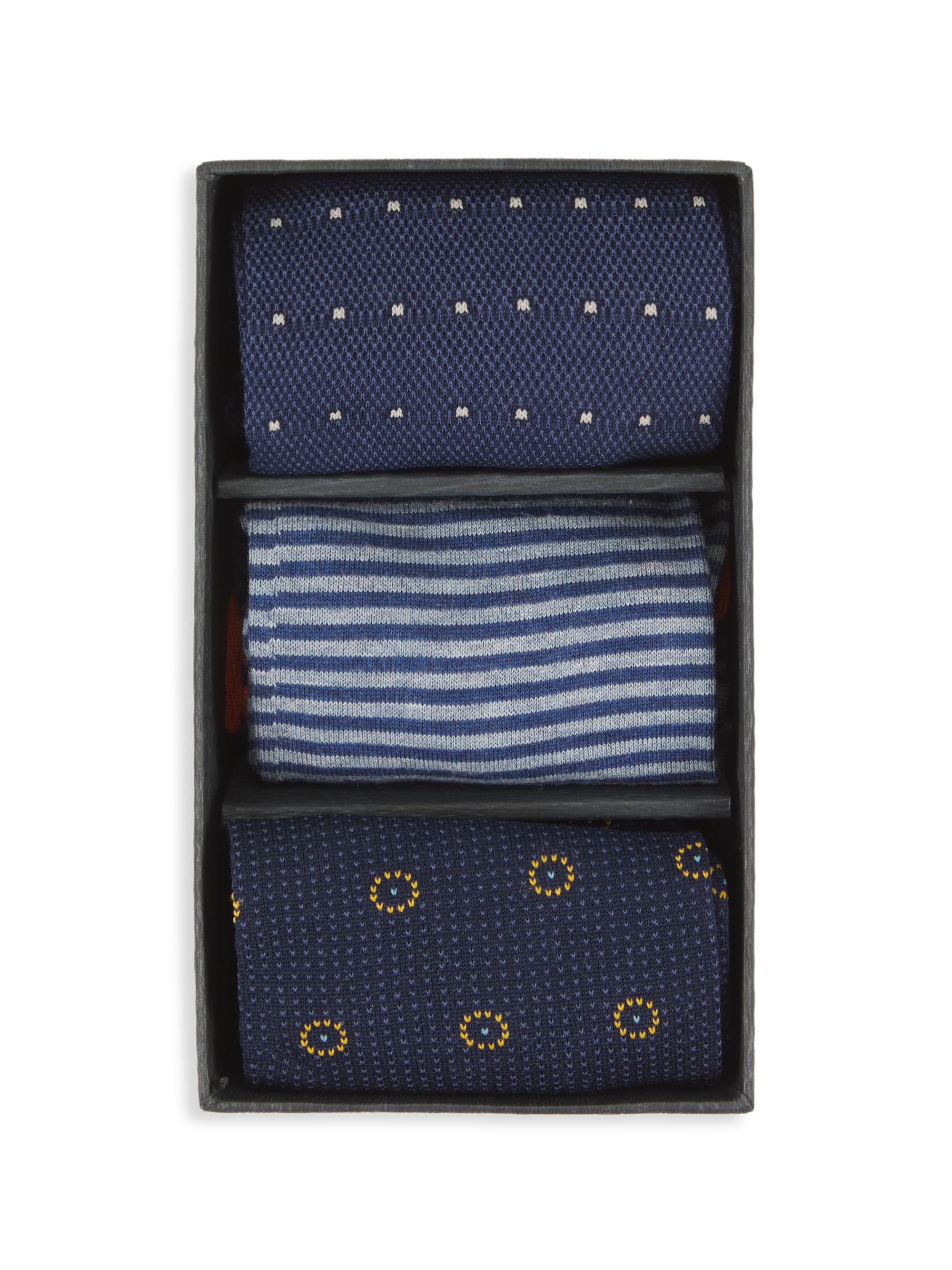Marcoliani Men's 3-Pack Striped & Pin Dot Socks - Mix Twelve