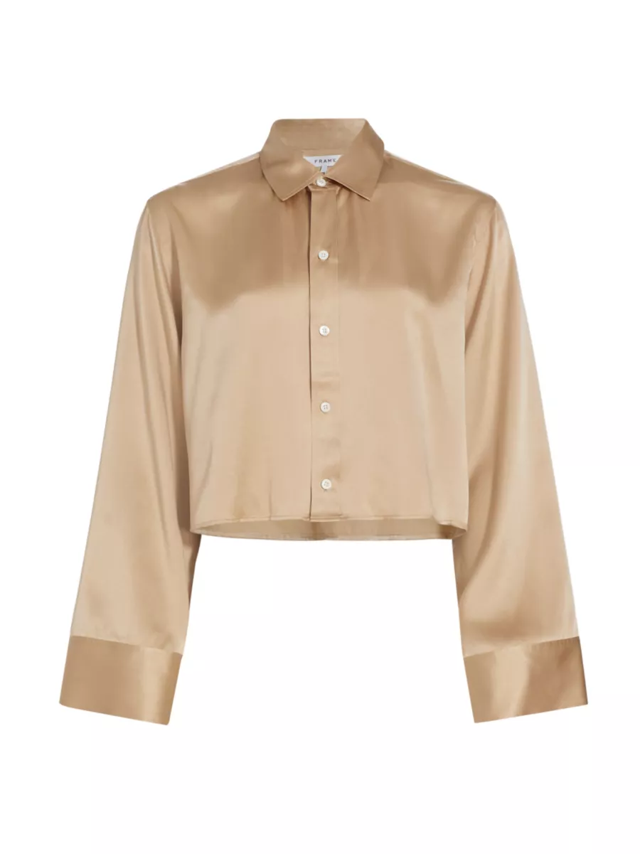 Shop Frame Cropped Silk Top | Saks Fifth Avenue
