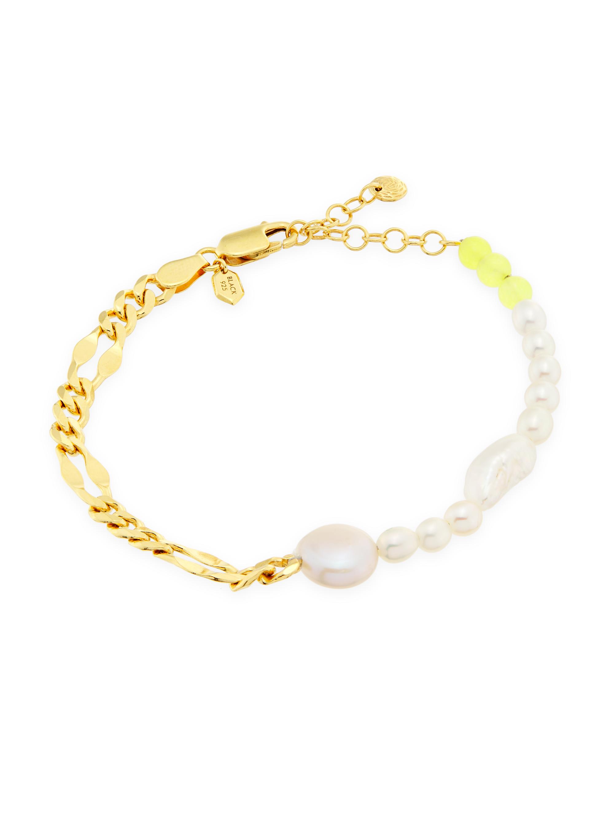 Maria Black Women's Positano 22K-Gold-Plated, Freshwater Pearl & Yellow Quartz Bracelet - Yellow Gold