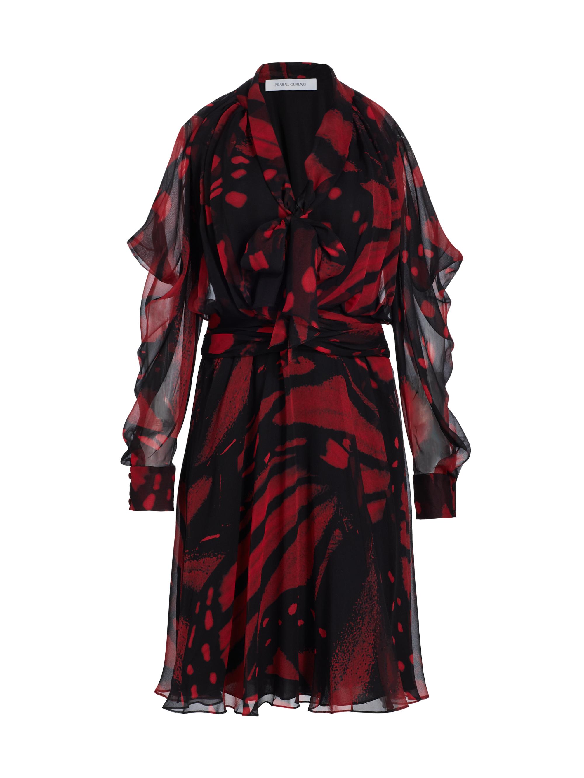 Prabal Gurung Women's Silk Butterfly Midi-Dress - Red Black