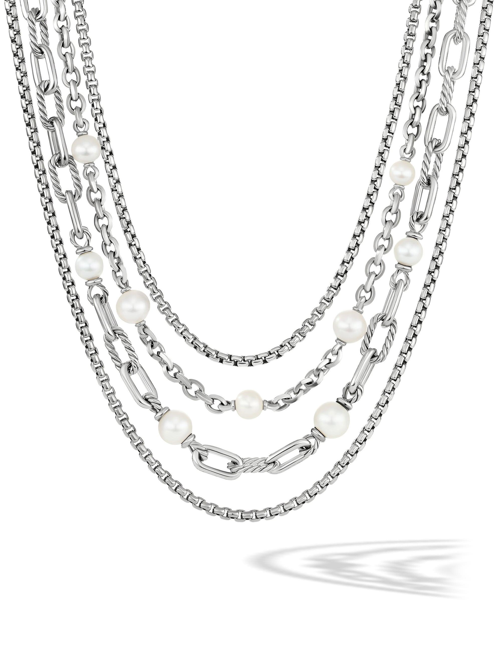 David Yurman Women's DY Madison Pearl Multi-Row Chain Necklace In Sterling Silver - Silver