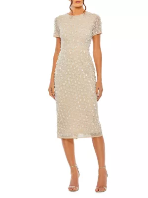 Mac Duggal Women's Embellshed Short-Sleeve Column Dress - Black