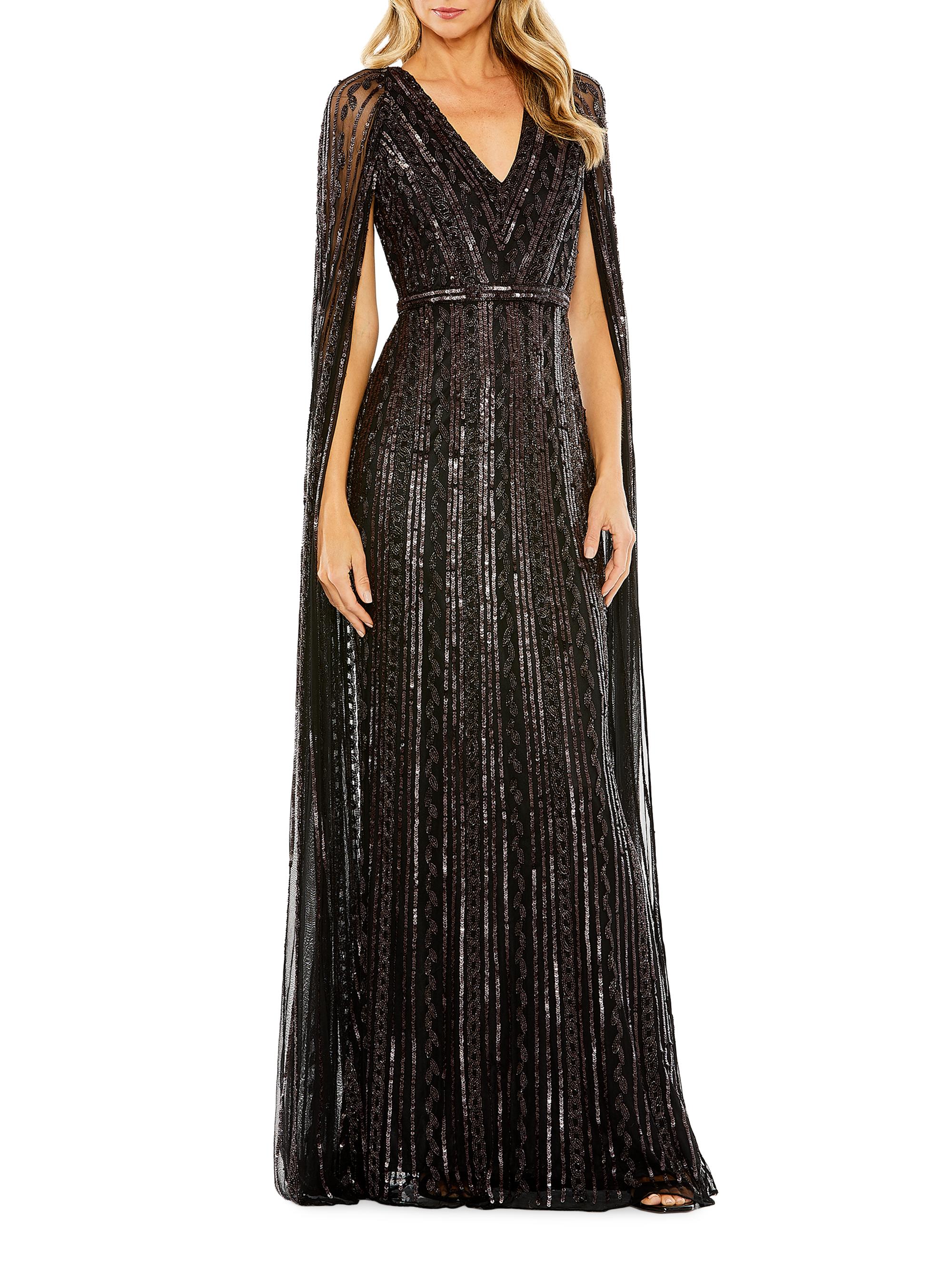 Mac Duggal Embellished Cape-Sleeve Gown | Saks Fifth Avenue