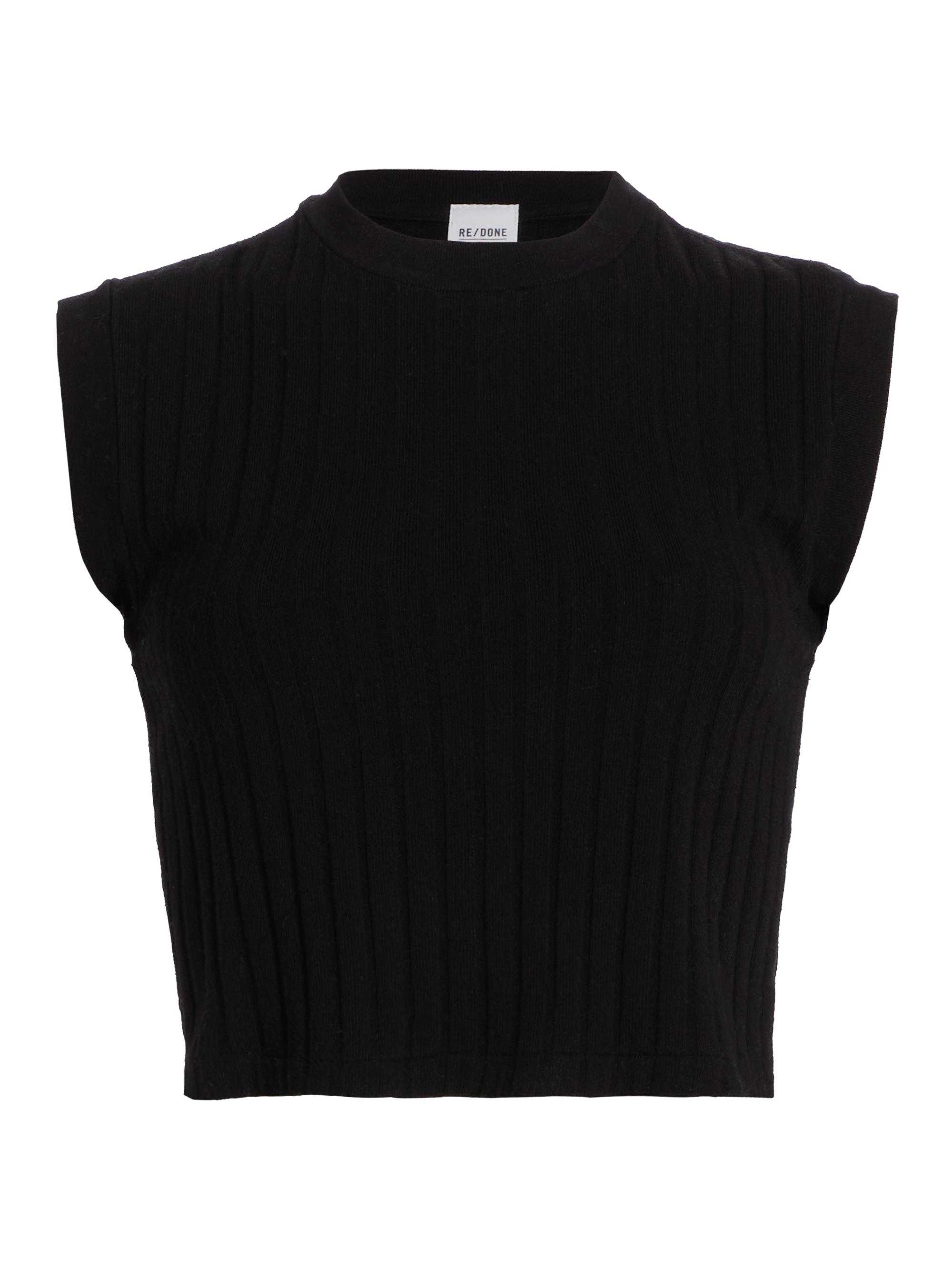 Re/done Women's Cropped Cotton-Blend Muscle Tank - Black