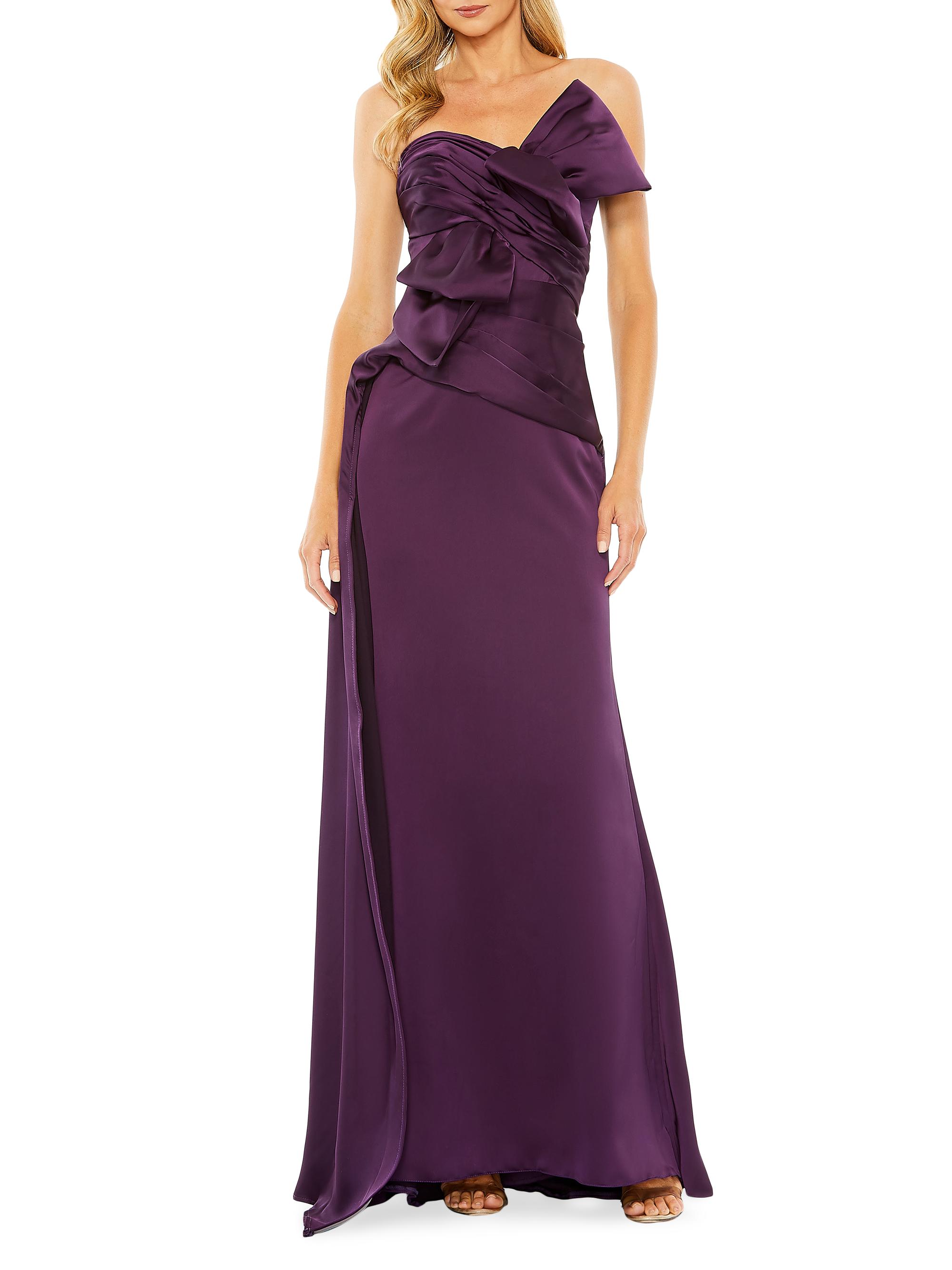 Mac Duggal Women's Strapless Bow Satin Gown - Aubergine
