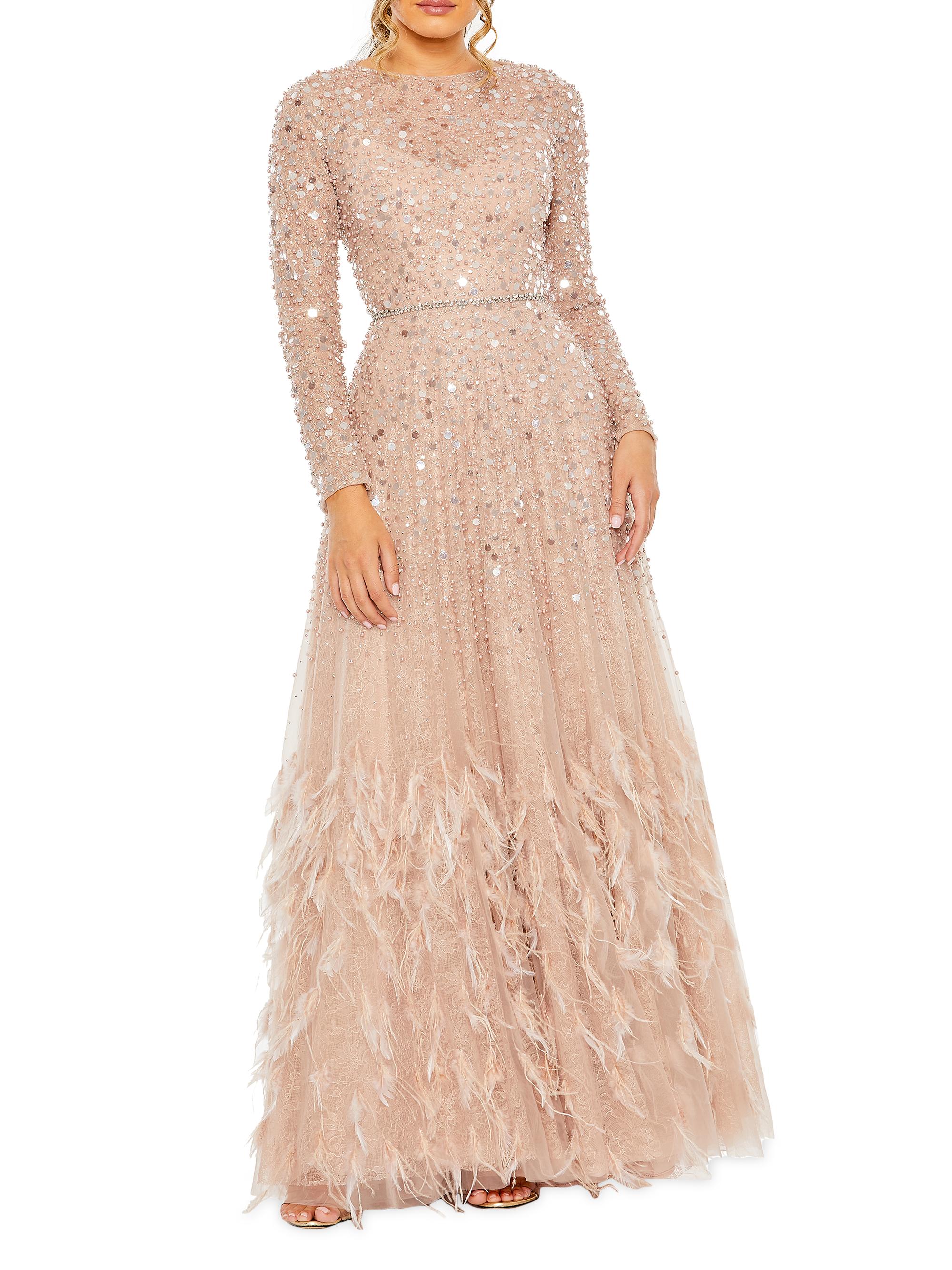 Mac Duggal Women's Sequin & Feather Embellished Gown - Dusty Rose