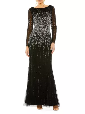 Mac Duggal Sequined Column Cape Gown | Saks Fifth Avenue