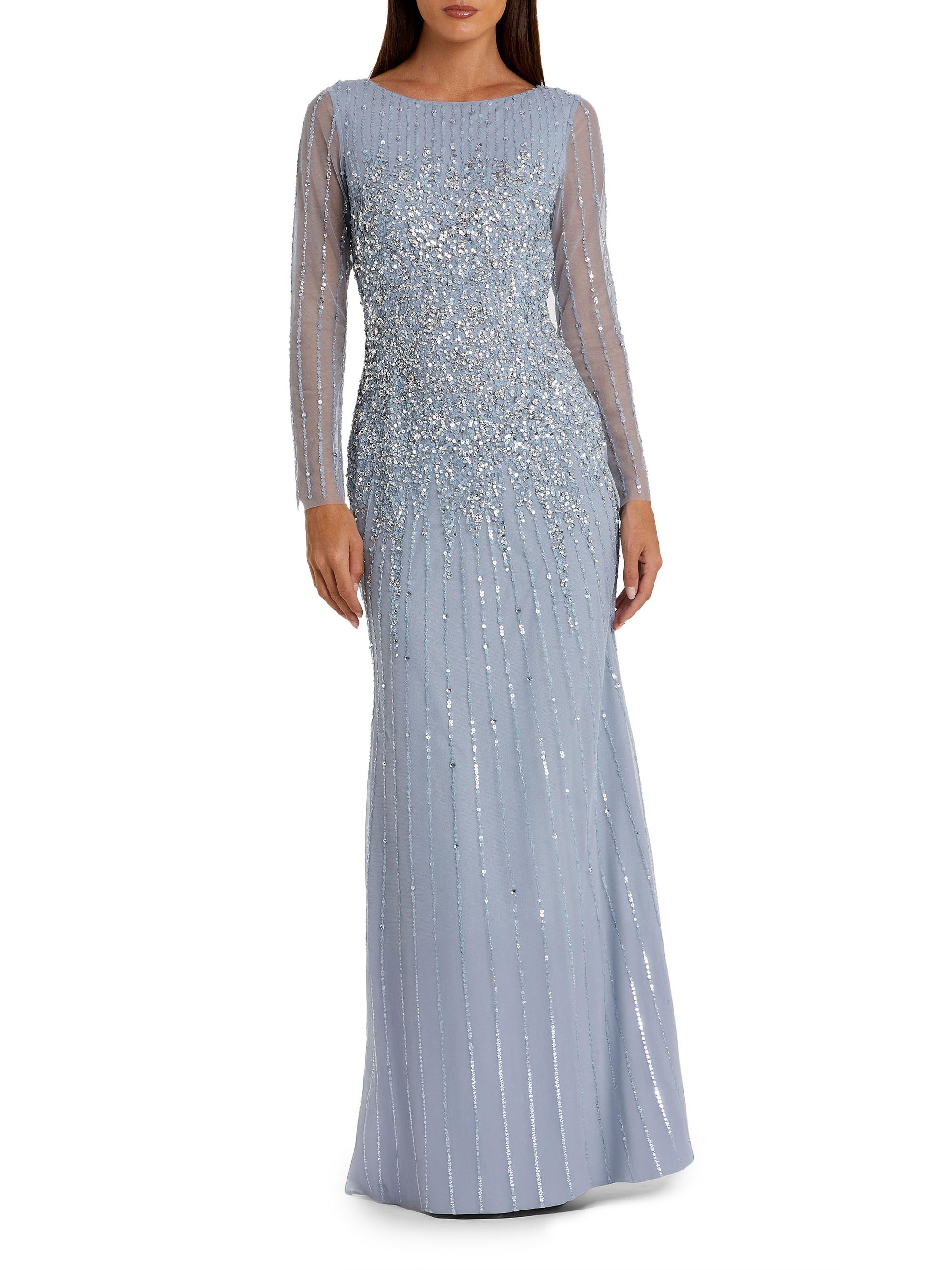 Mac Duggal Women's Sequined Fit & Flare Gown - Powder Blue
