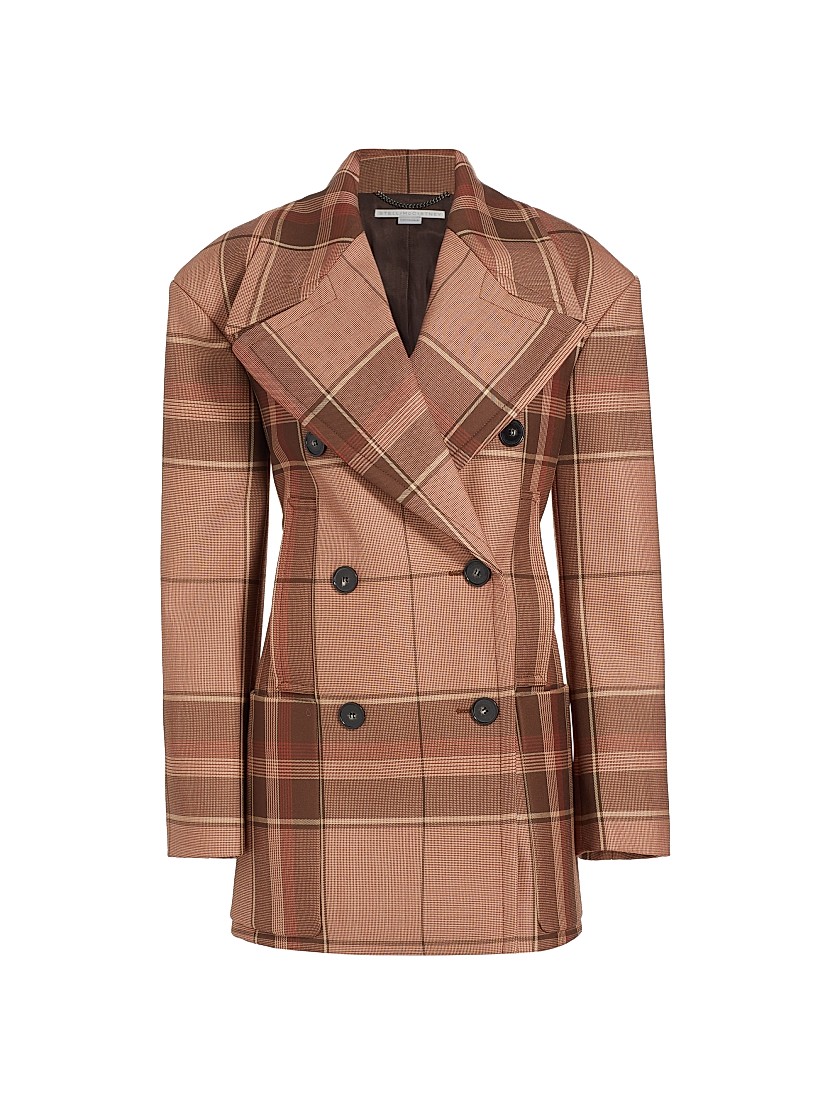 Shop Stella McCartney Plaid Wool Peacoat | Saks Fifth Avenue Shop Stella McCartney Plaid Wool Peacoat | Saks Fifth Avenue