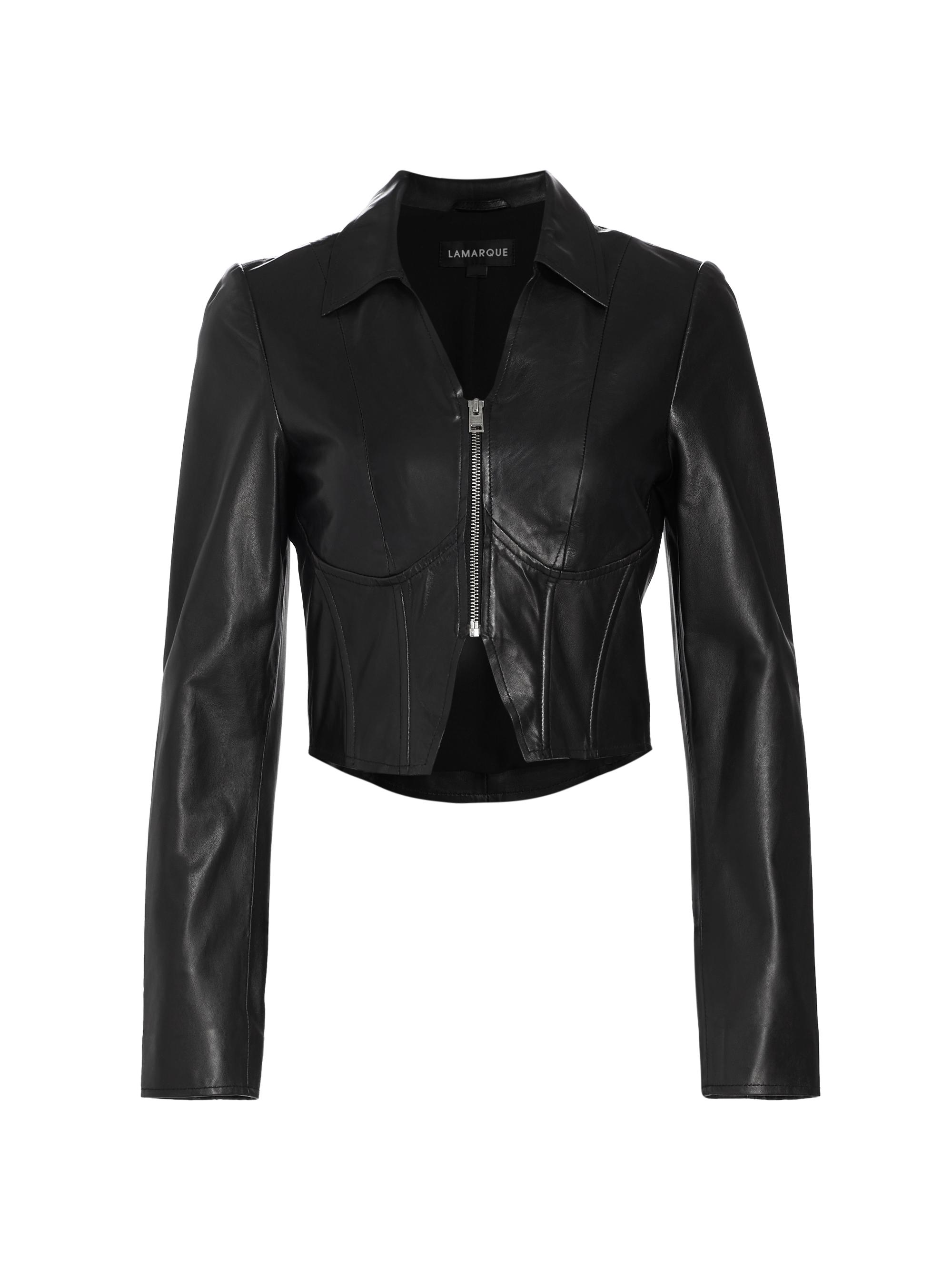 Lamarque Women's Romi Cropped Leather Top - Black