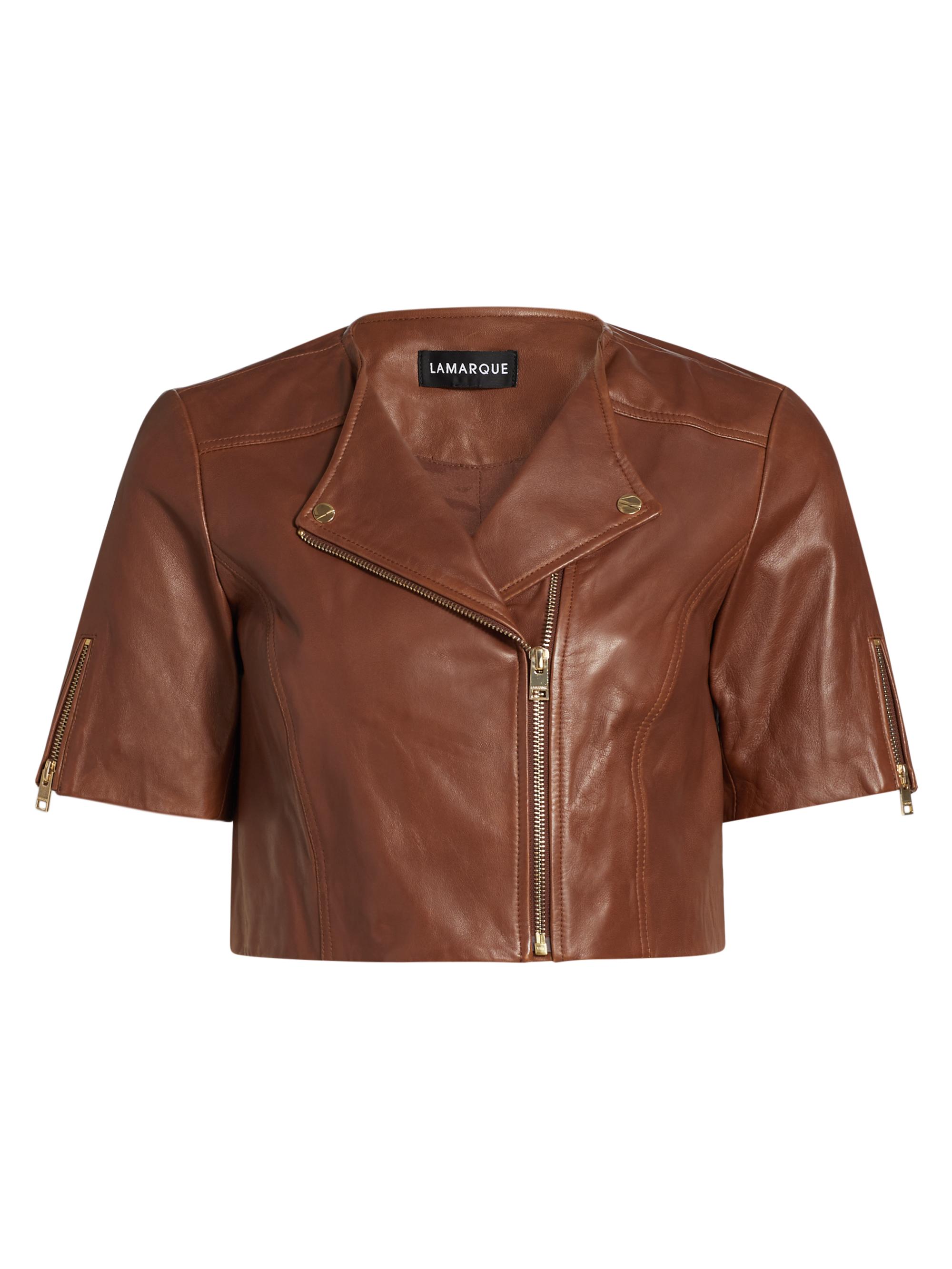 Lamarque Women's Kirsi Cropped Leather Top - Luggage