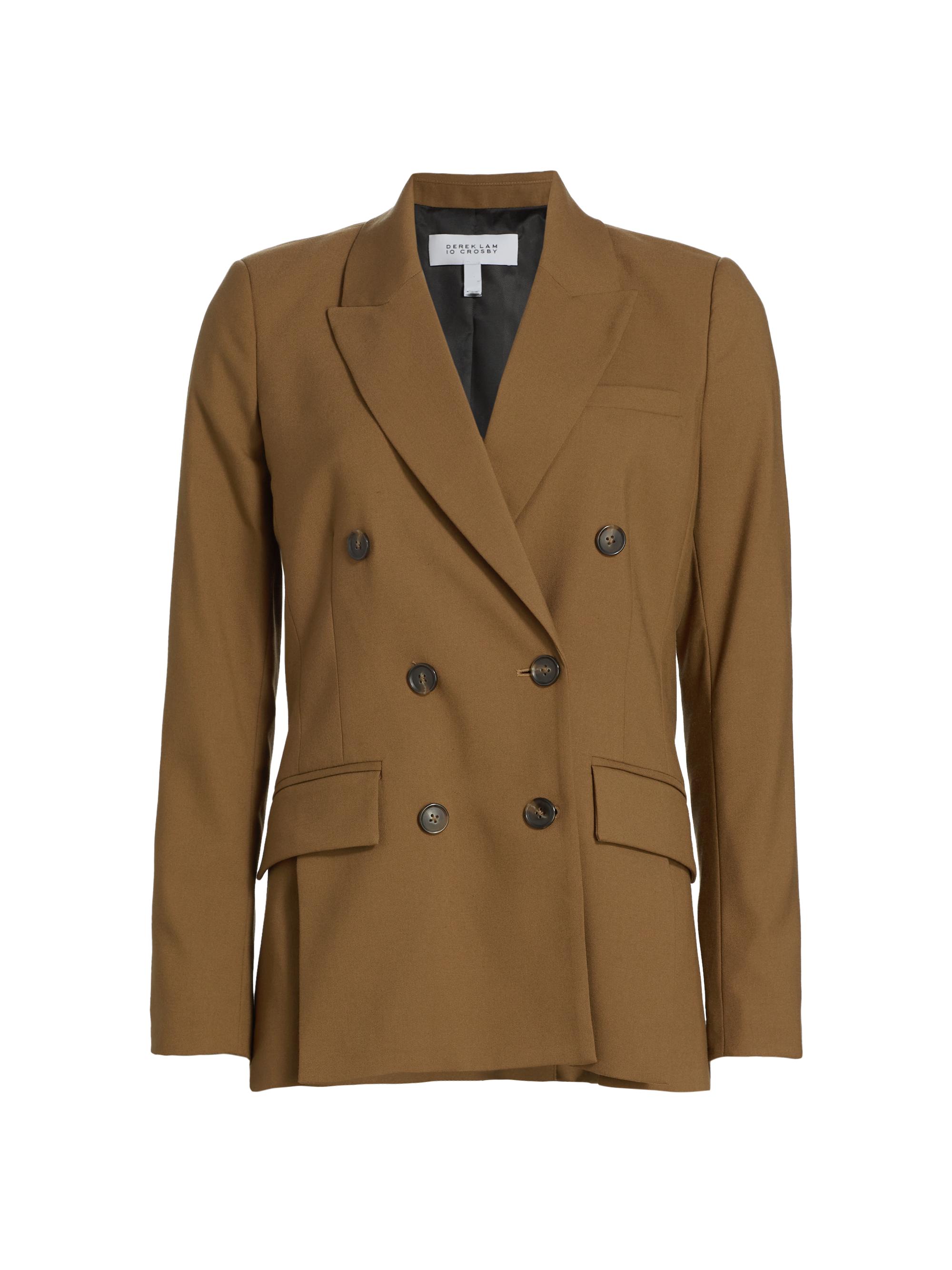 Derek Lam 10 Crosby Women's Sandra Double Breasted Slit Blazer - Moss