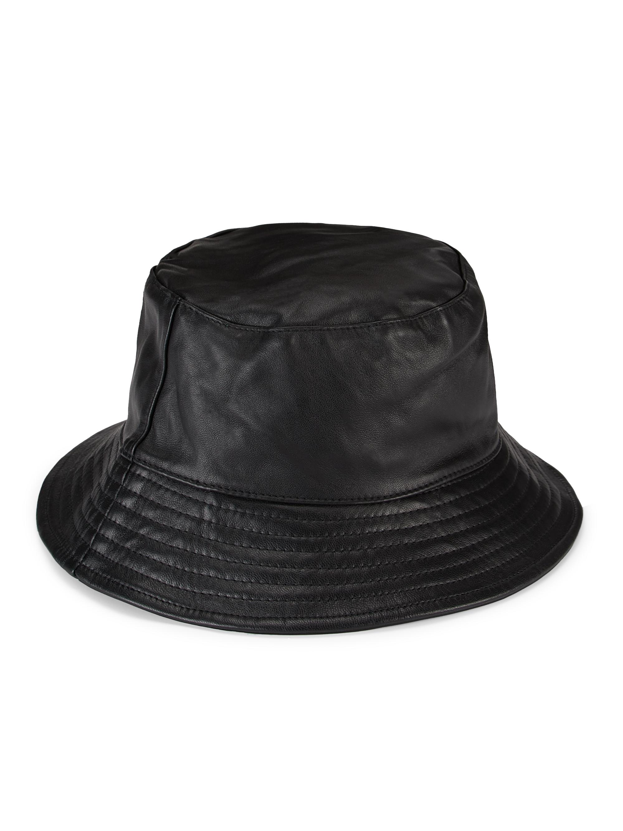 Lamarque Women's Jeanne Leather Bucket Hat - Black