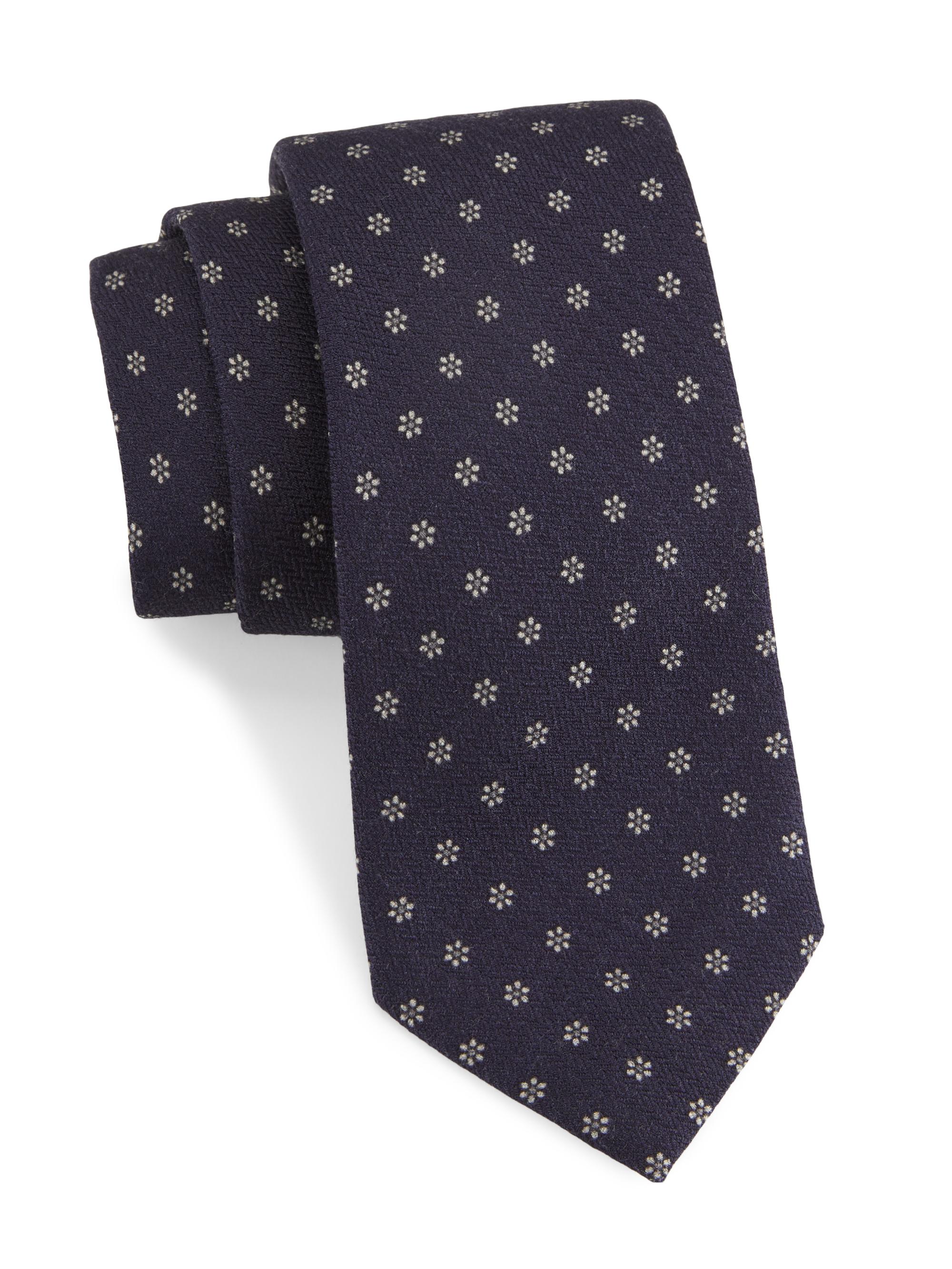 Isaia Men's Floral Wool-Silk Tie - Blue